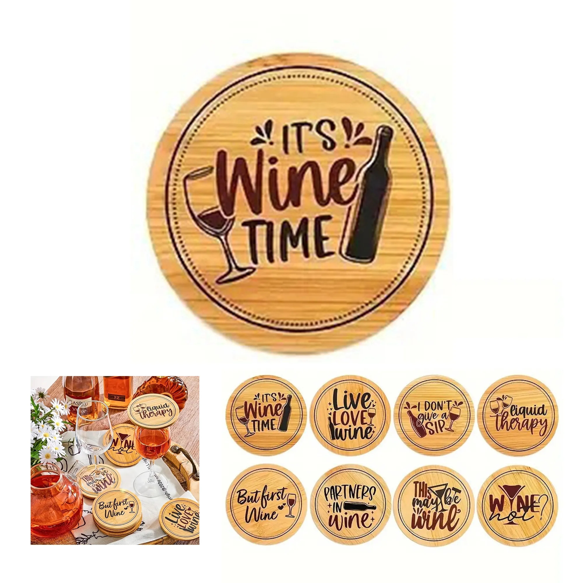 Wooden Wine Glass Lid 3.4inch 2