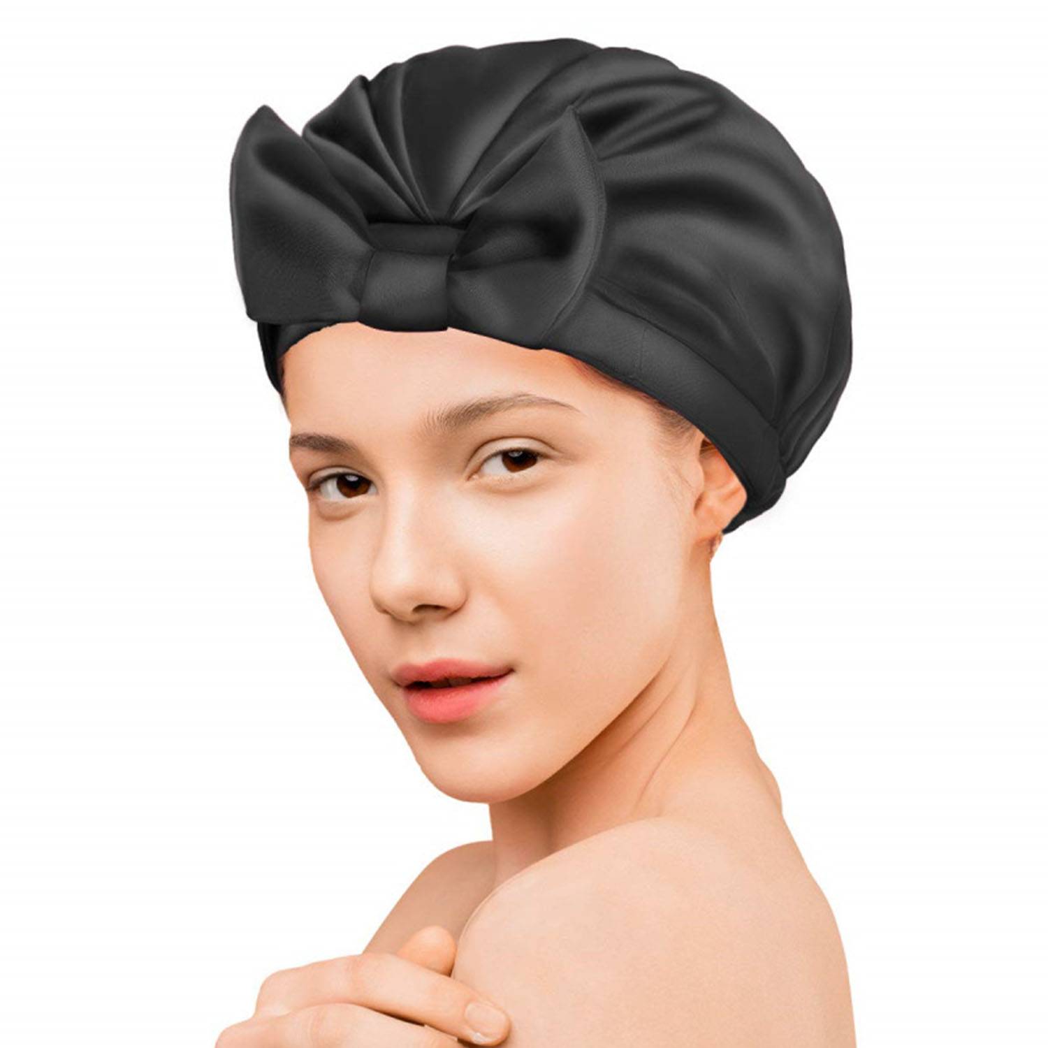 Bow tie satin bath cap 5