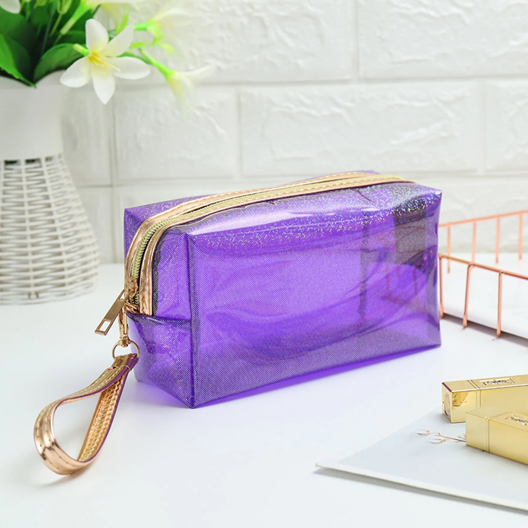 Waterproof Glitter Translucent Cosmetic Bag Woman 7