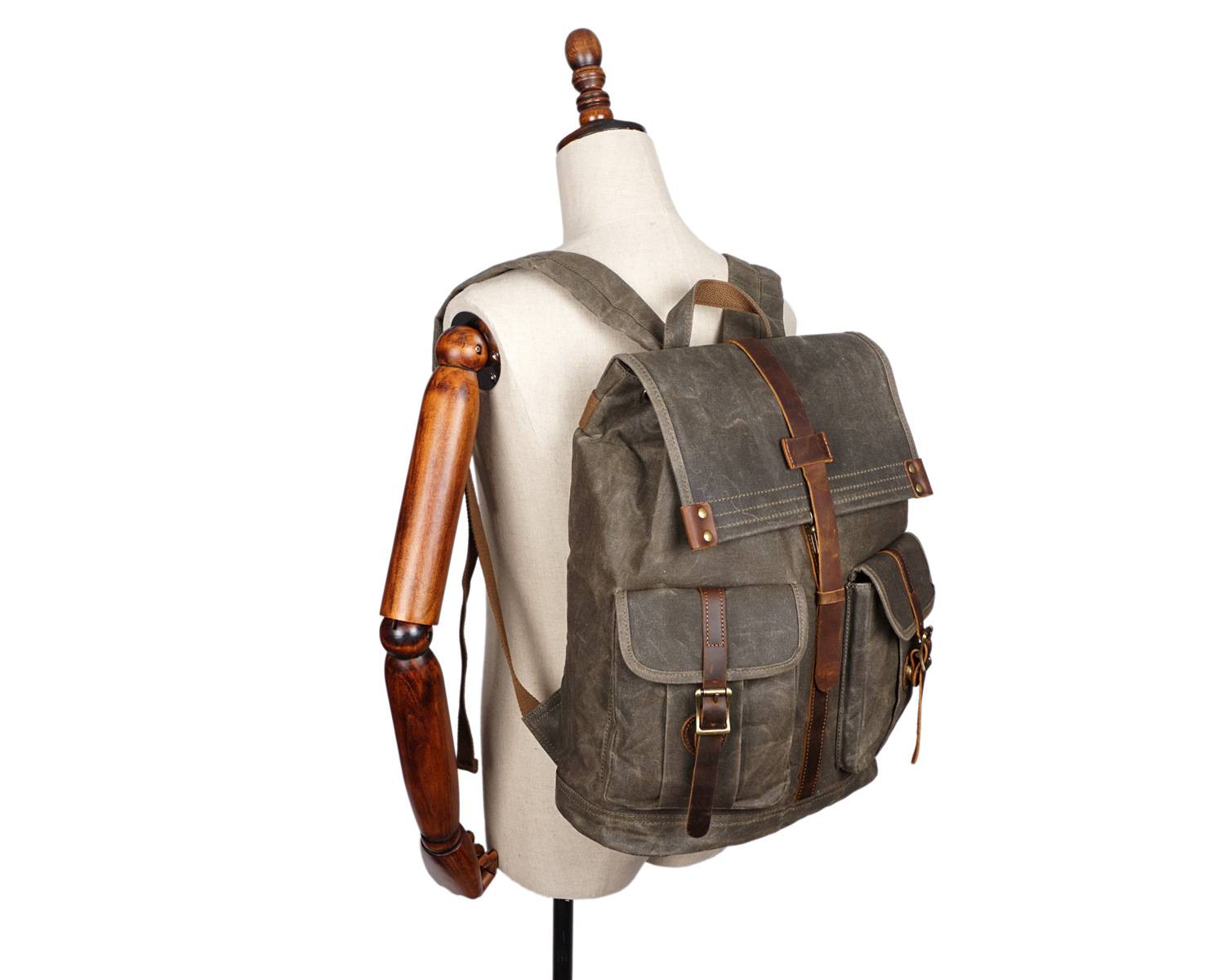 Versatile Canvas and Leather Backpack 4