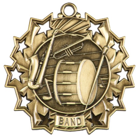 Band Ten Star Medal, 2-1/4" 2