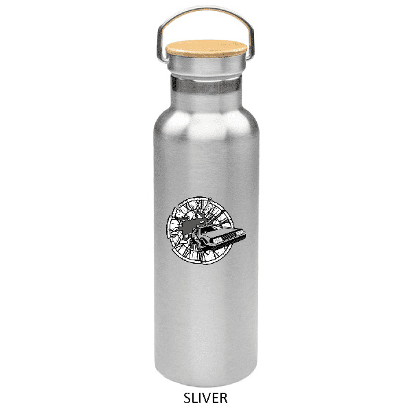 Stainless Steel Water Bottle - Wood-topped Cap, 20 oz. 6