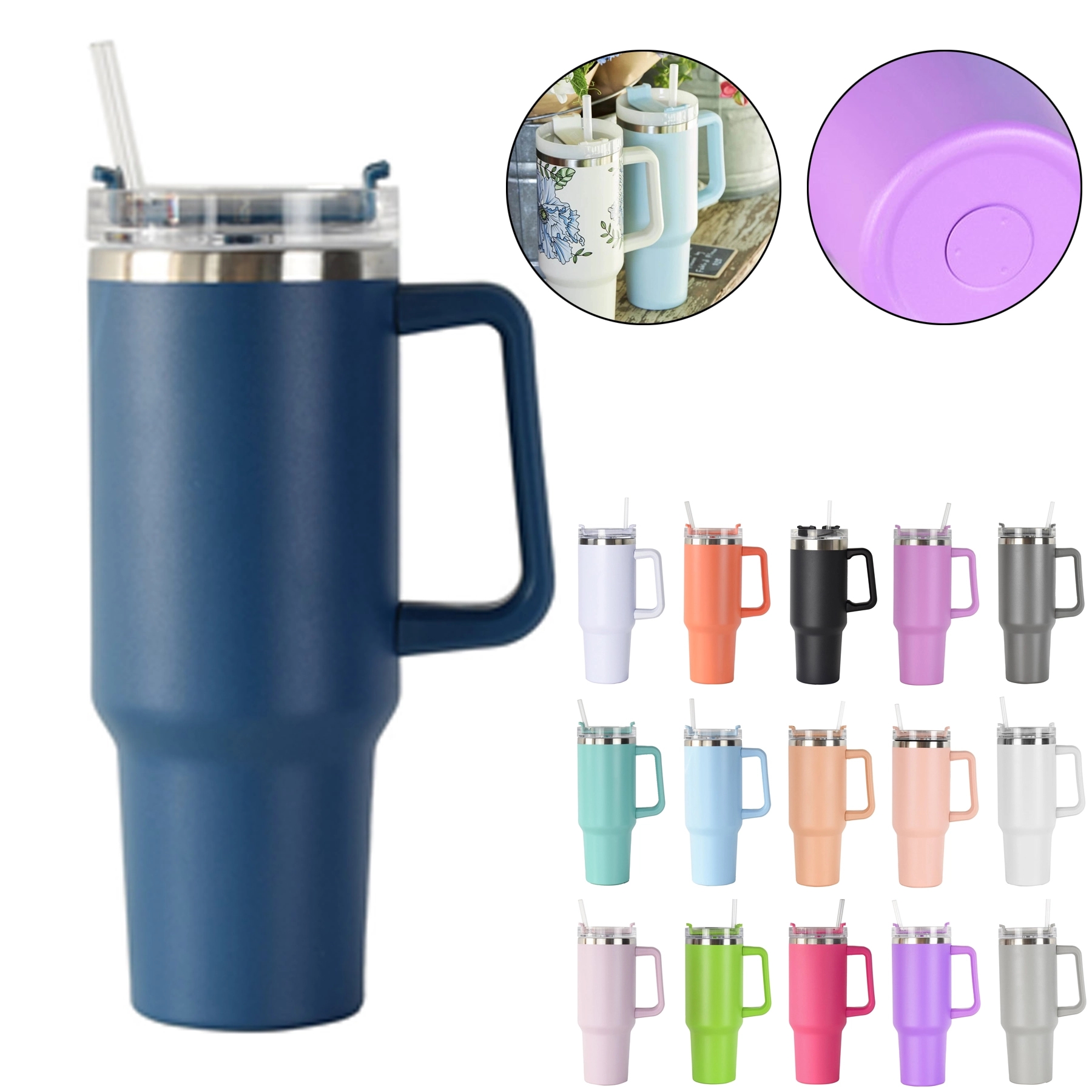 40oz Tumbler with Handle and Lid 2