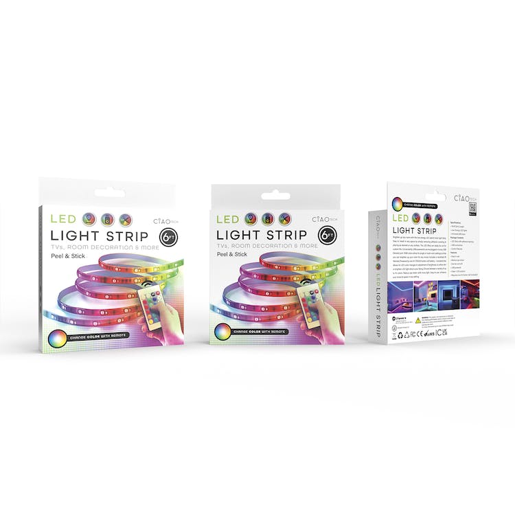 LED Light Strips with Remote Control - RGB 6' 1