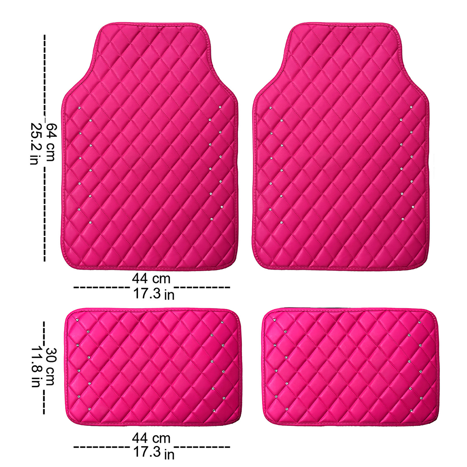 4 Pieces of Luxurious Pink Sparkling Leather Car Mats 2
