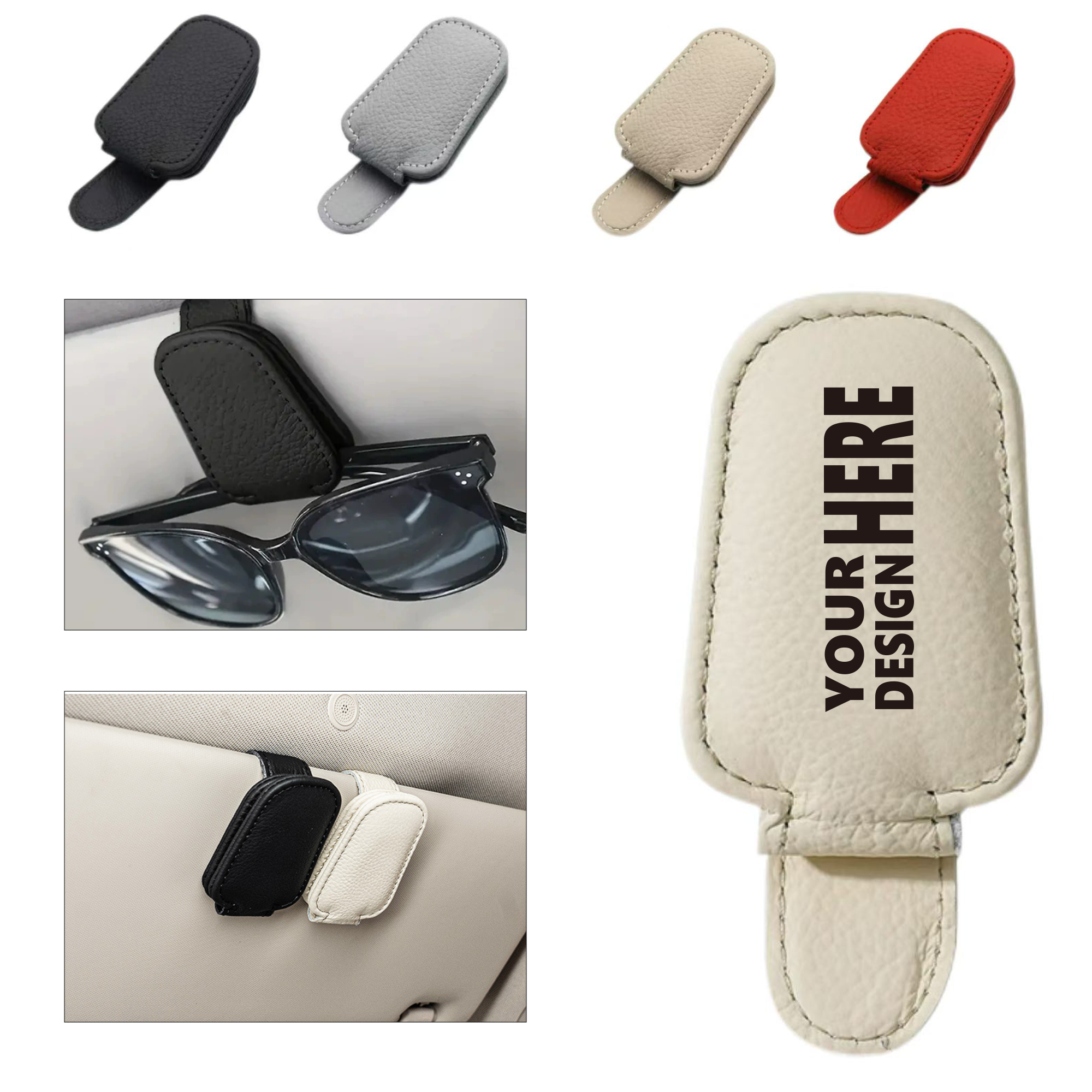 Car-Mounted Magnetic Eyeglasses Holder with PU Leather 2