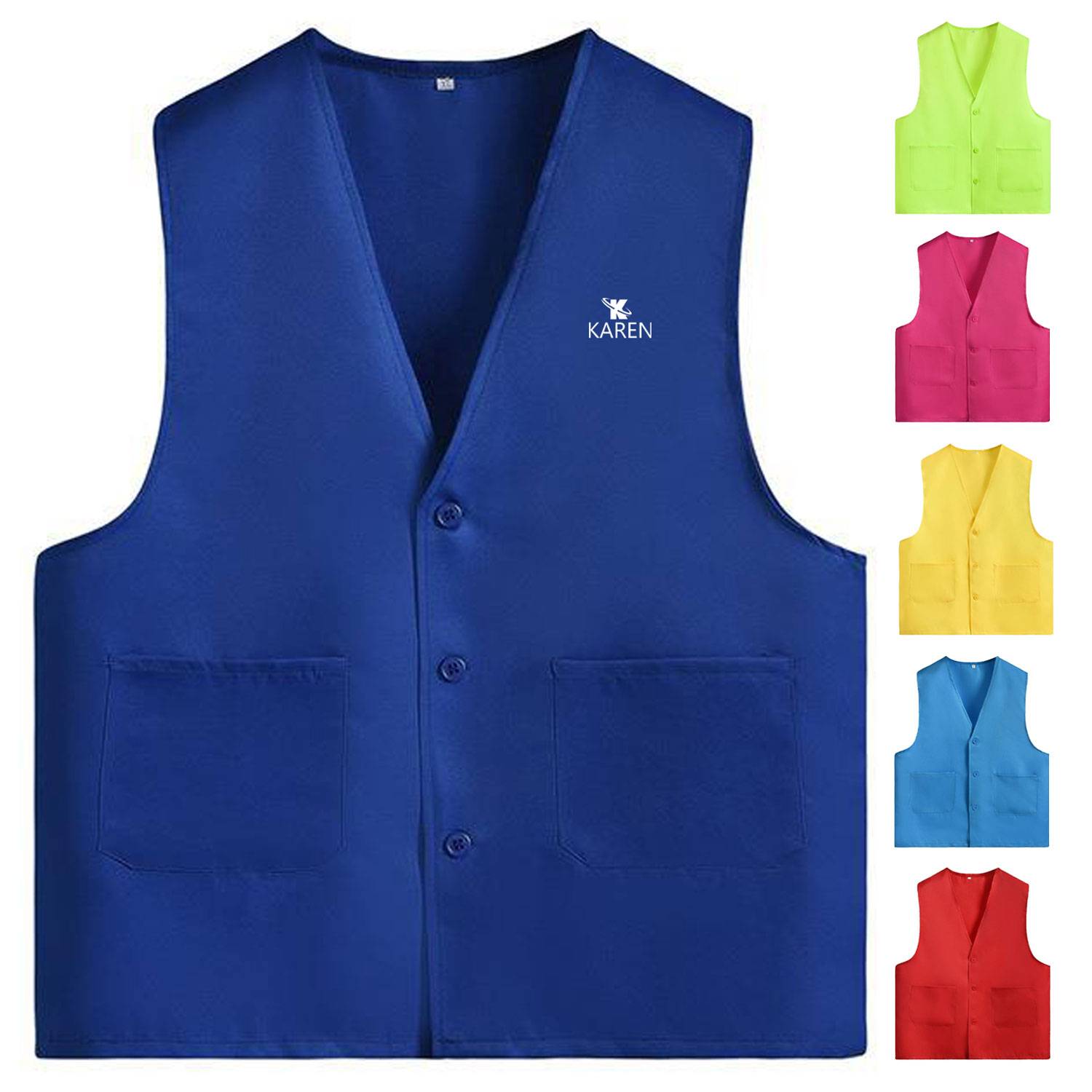 Lightweight Polyester Sleeveless Volunteer Vest w/ Pockets
