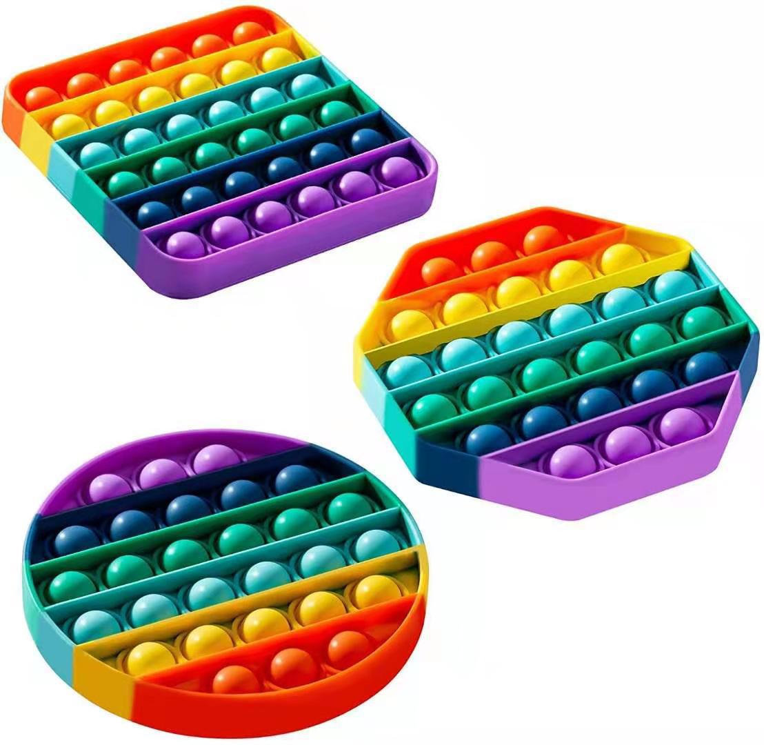 Rainbow Octagon Push Pop Bubble Fidget Sensory Squeeze Toy 3