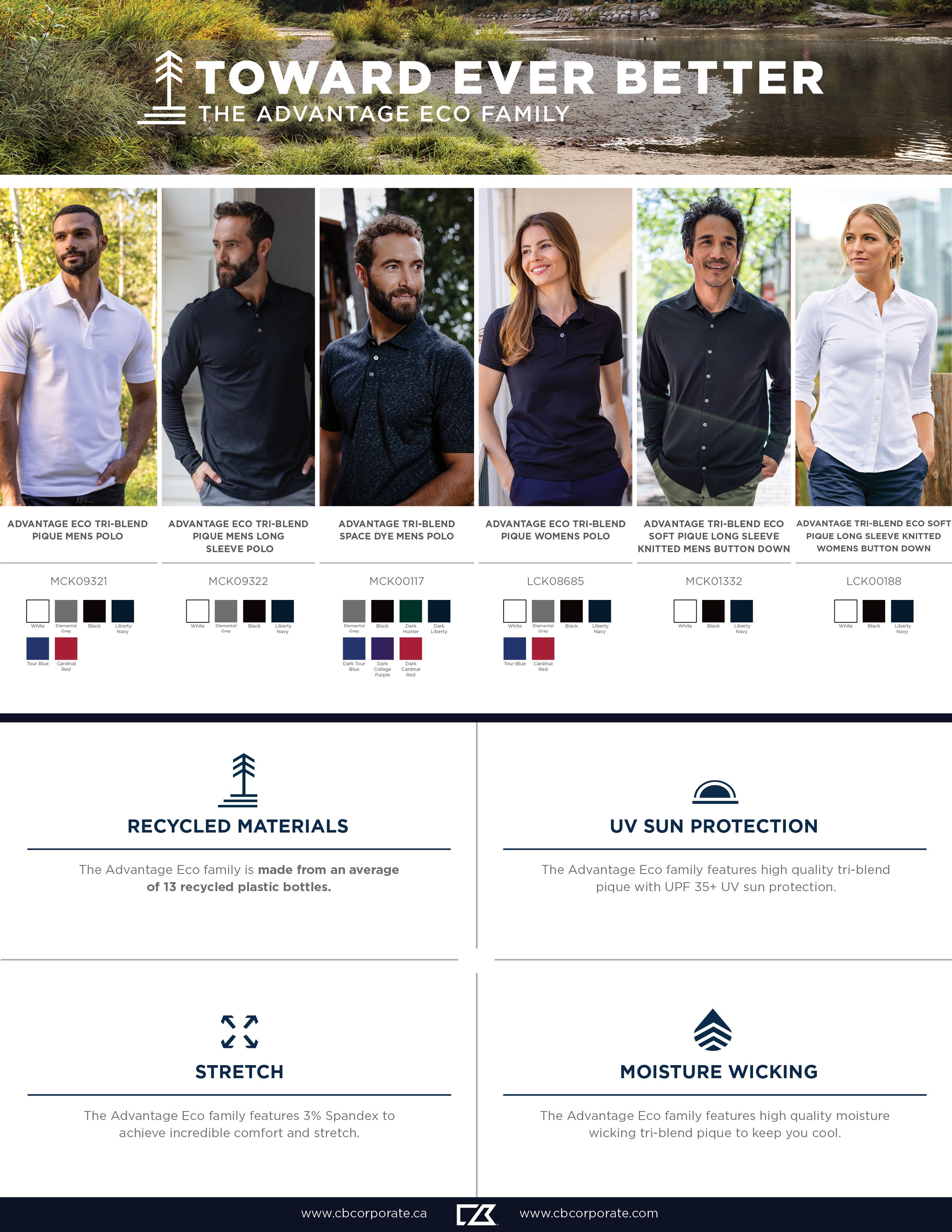 Advantage Eco Tri-Blend Pique Mens Long Sleeve Polo