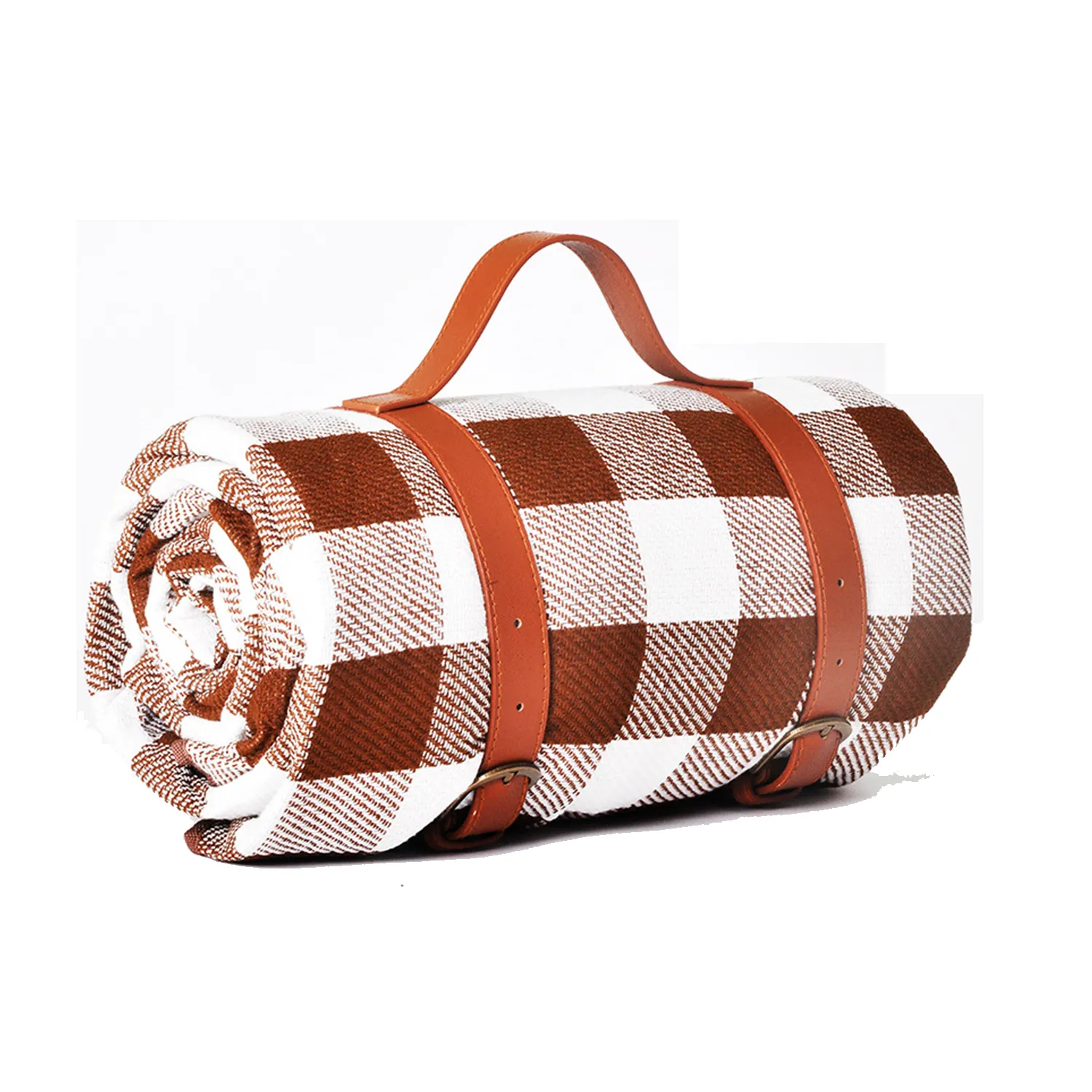 Plaid Picnic Mat With Leather Strap 3