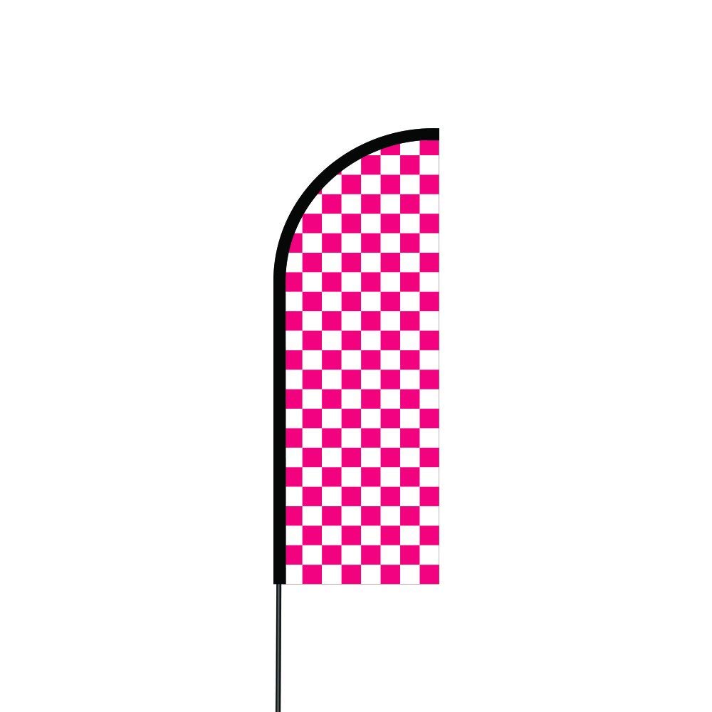 Checkered/Chequered (Pink & White) Flag Kit 17' Feet Feather Flag Sign feather banner Outdoor Banner 1