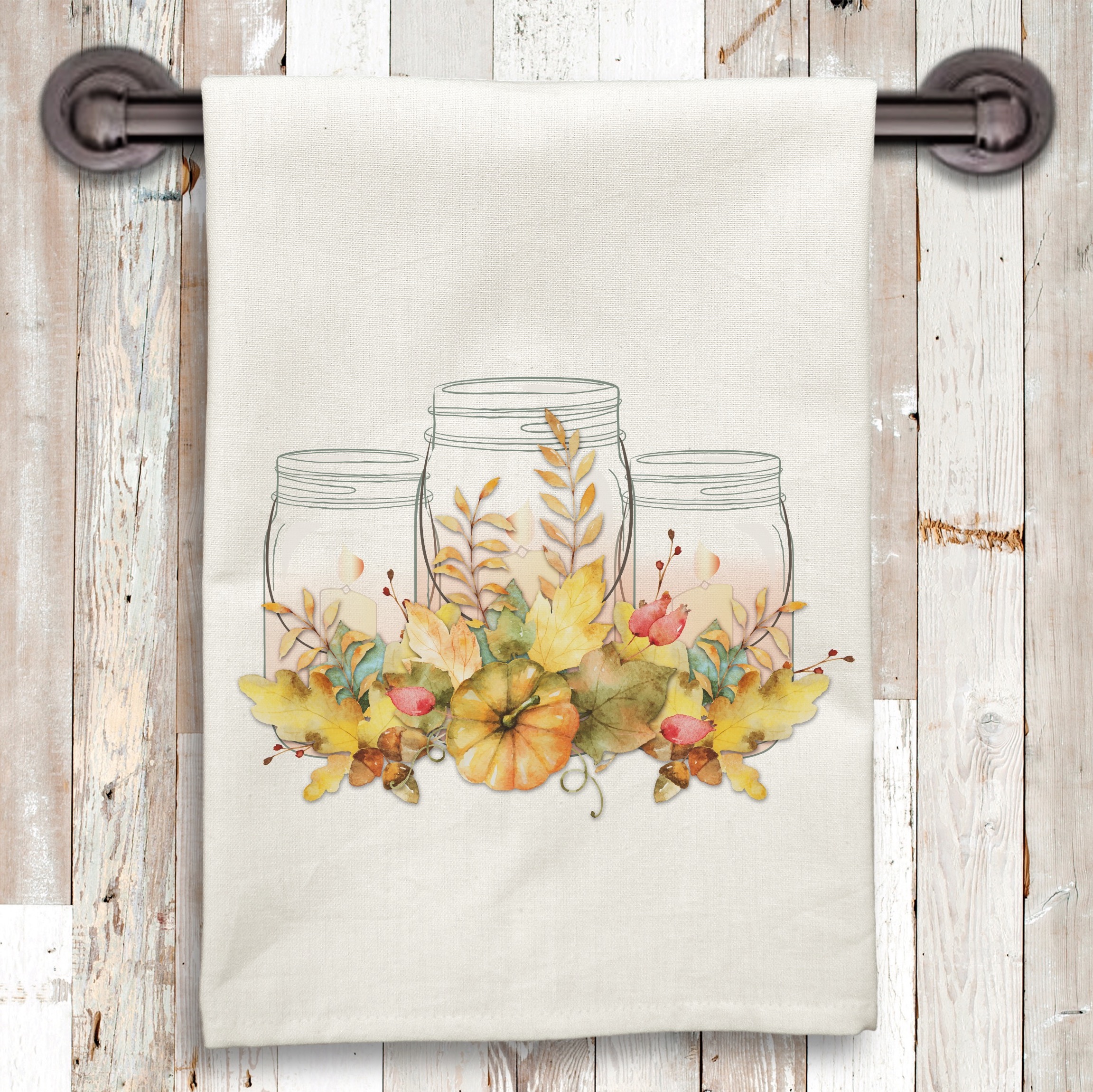 White Solid Plain Weave Kitchen Towel with Custom Print 11