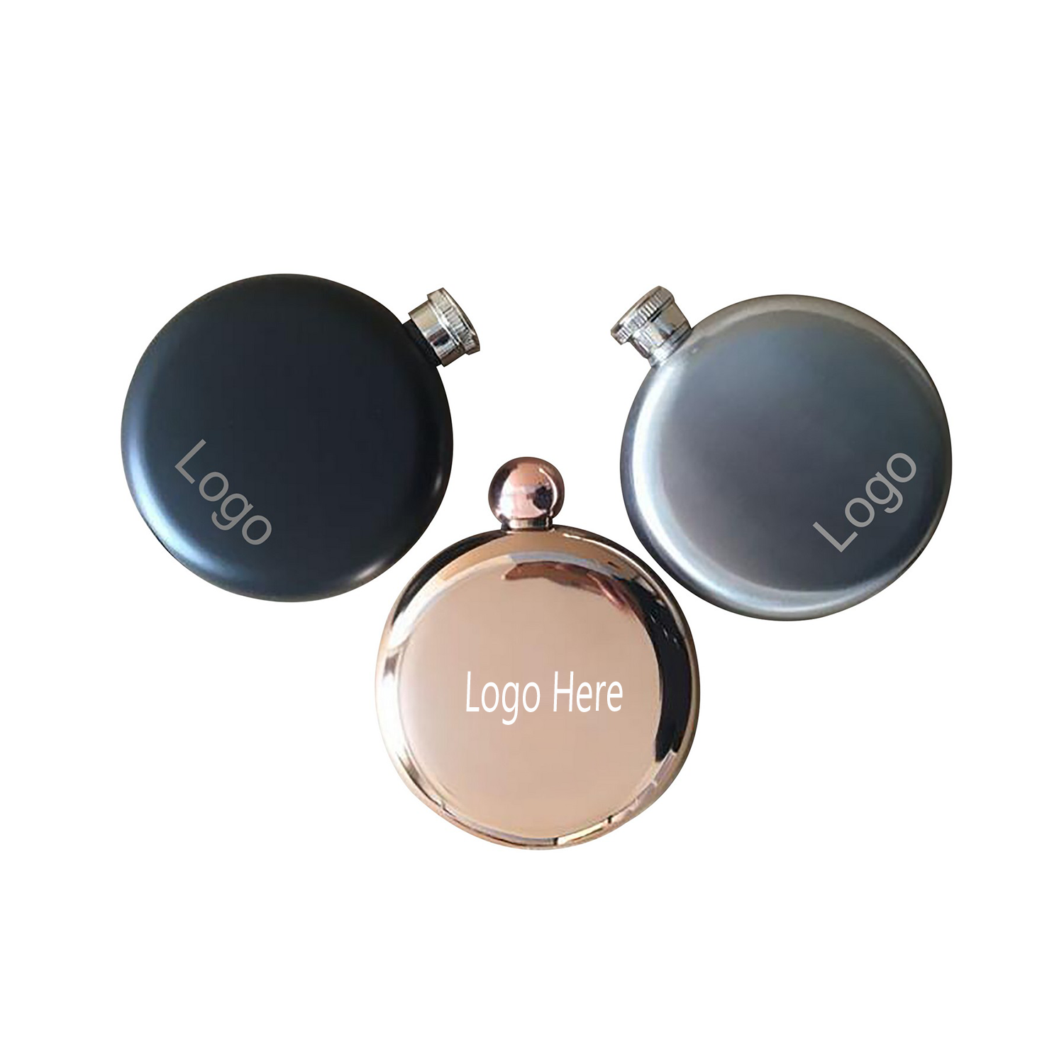 5 Oz Stainless Steel Round Flask, custom water bottle with logo imprint 2