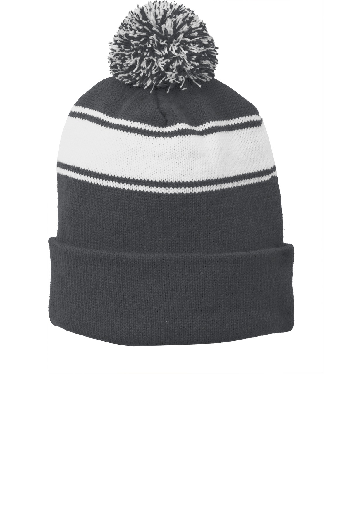 Sport-Tek Stripe Pom Pom Beanie. STC28 11