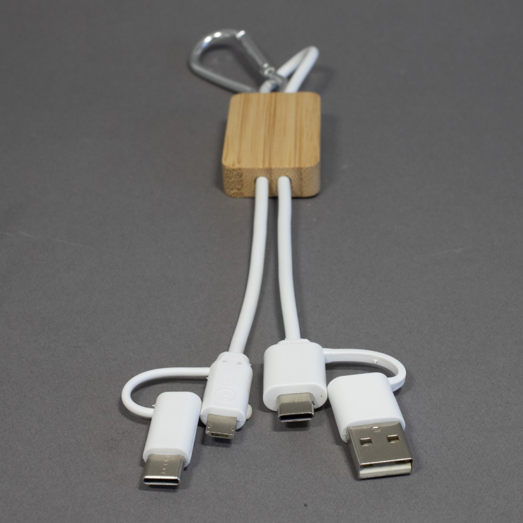 "LISBON" 5-in-1 Bamboo Cell Phone Charging Cable w/Carabiner 11