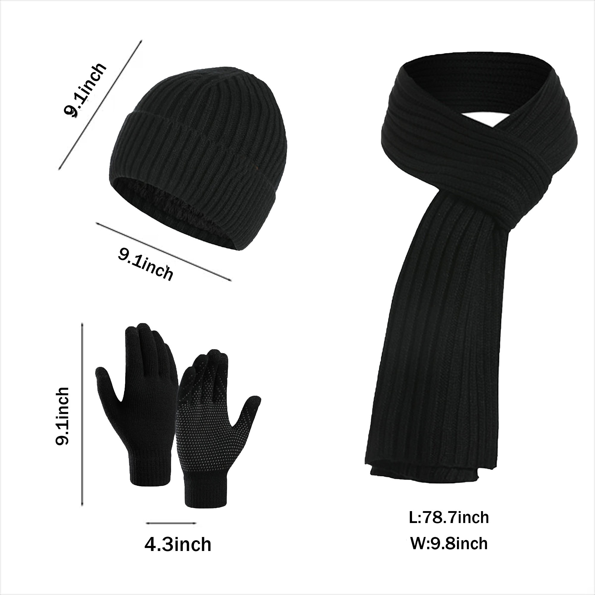 Acrylic Warm Hat Scarf Gloves Ensemble 4