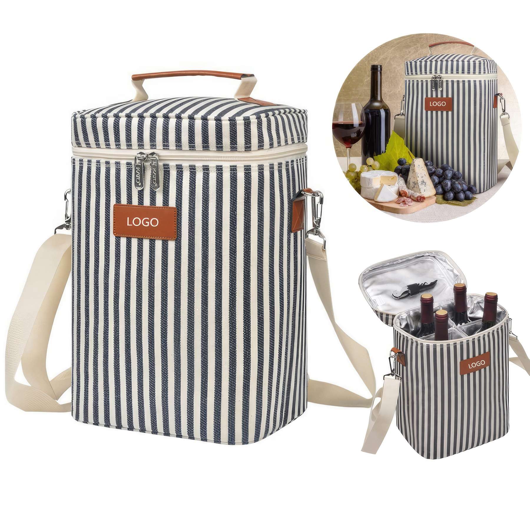 Custom Insulated 4 Bottle Wine Gift Tote Carrier 2