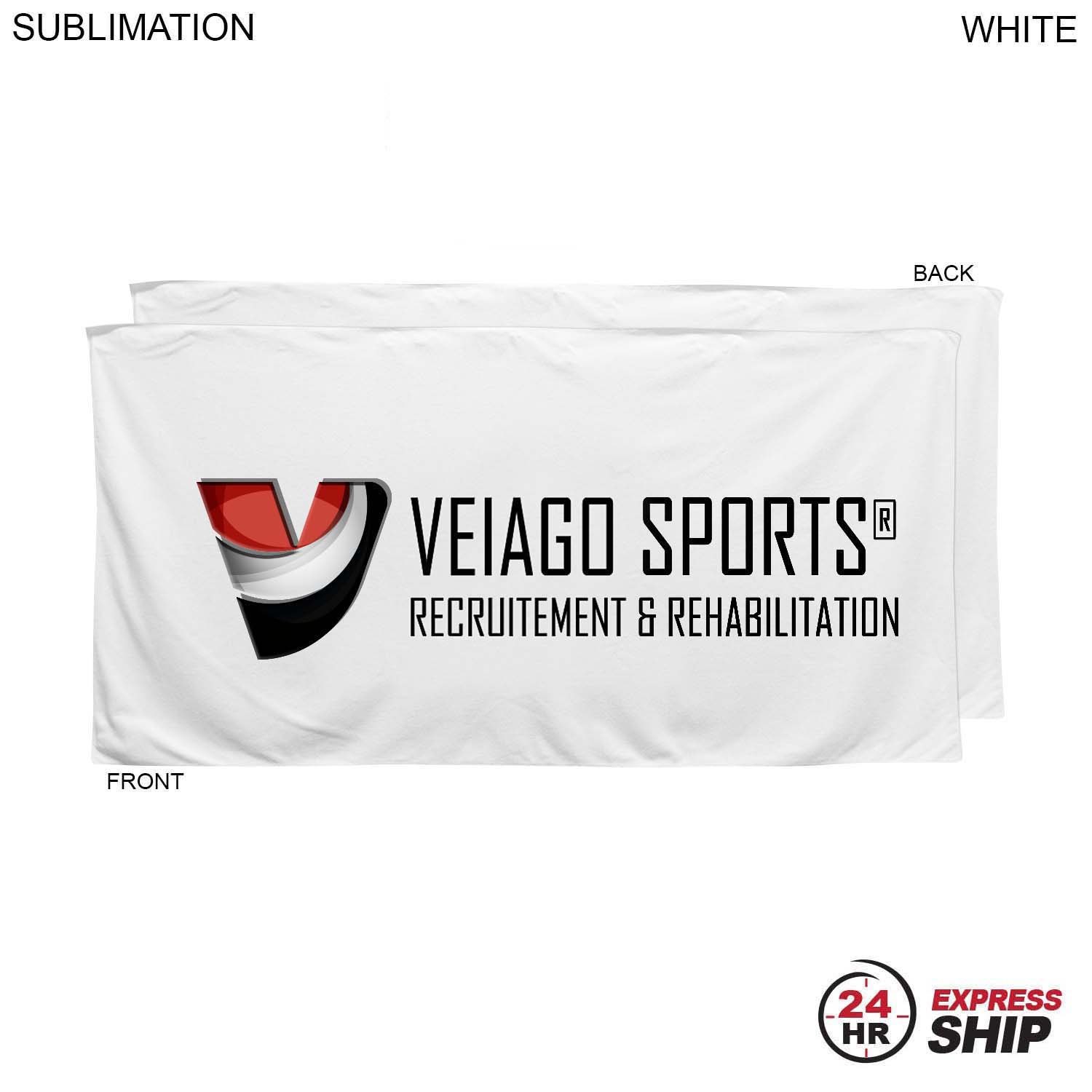 24 Hr Express Ship - Plush and Soft White Velour Terry Cotton Blend Shower Towel, 24x48, Sublimated 6