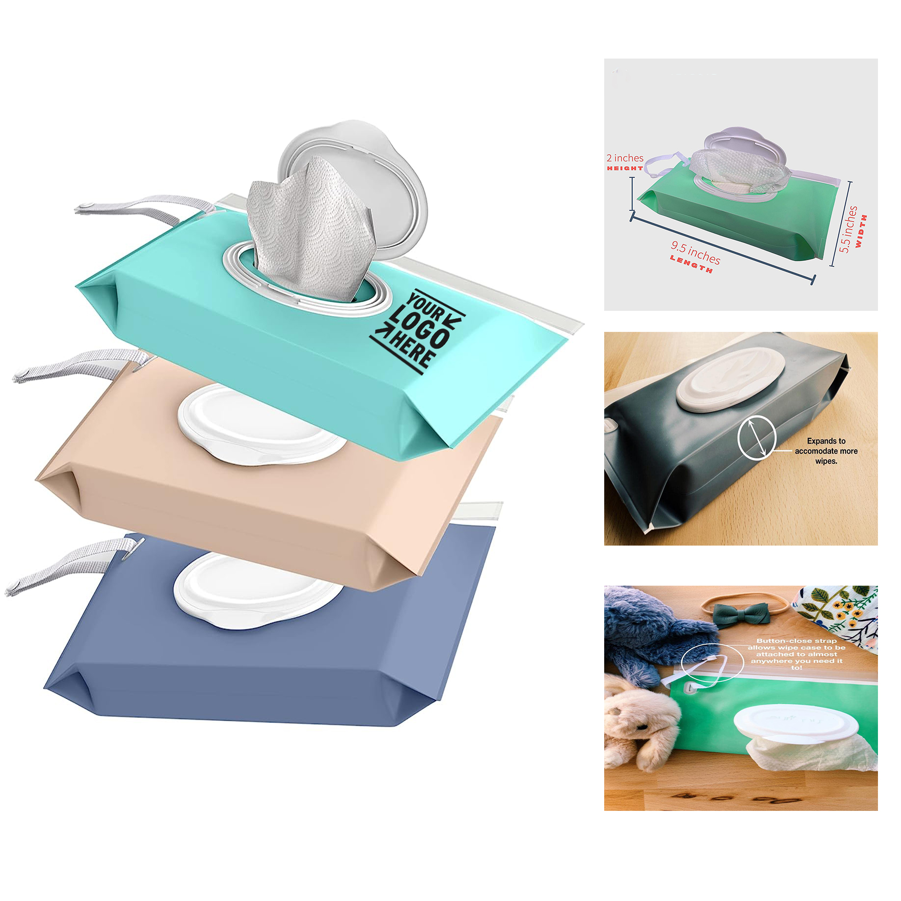 9.5 x 2 x 5.5 inches Baby Wipe Case Travel Holder