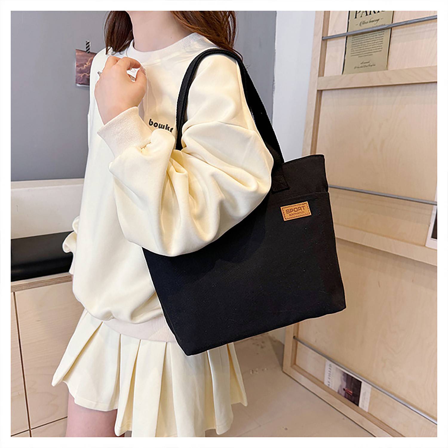 Large Capacity Canvas Tote Bag, custom tote bag with logo imprint 7