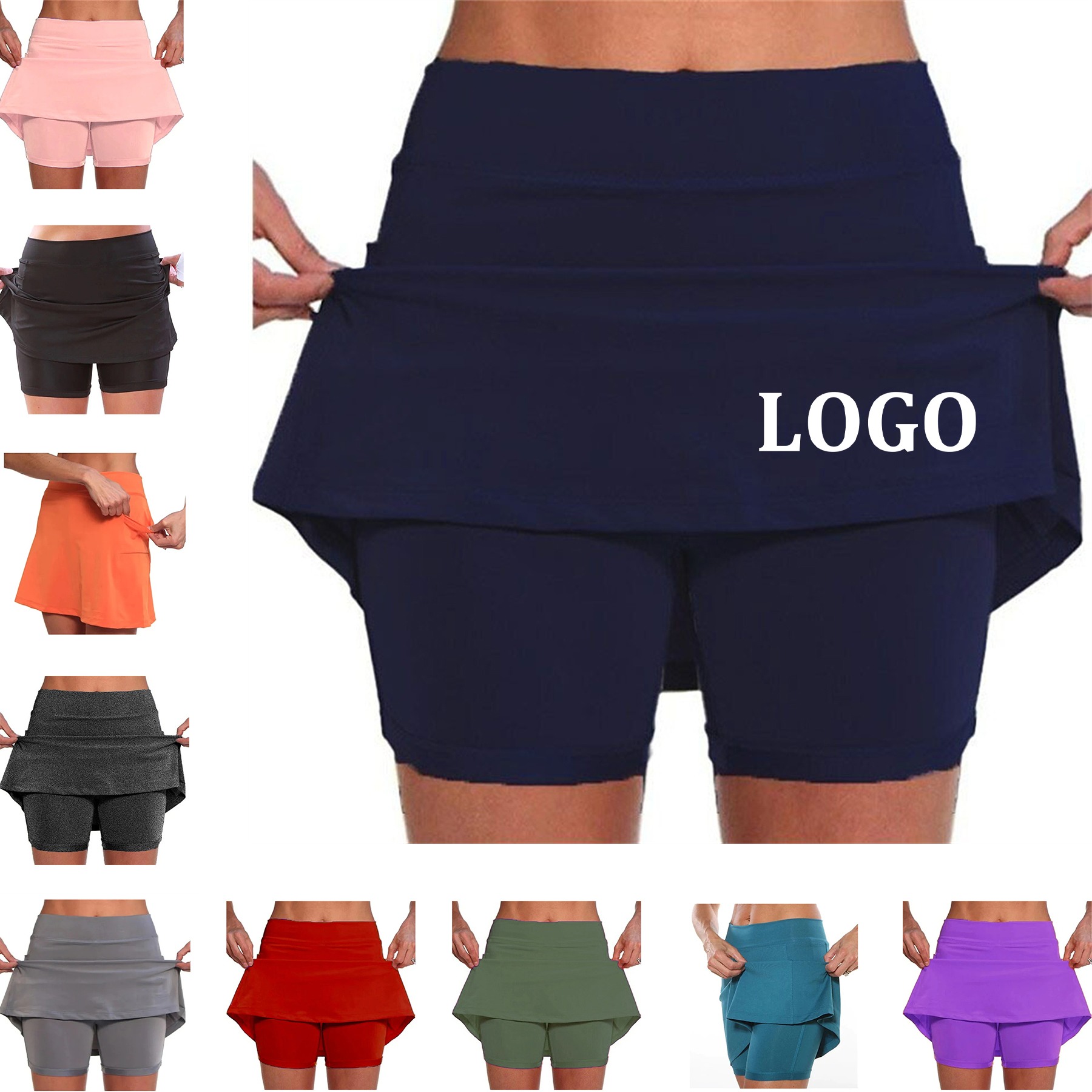 High Waist Athletic Sports Pants Skirt Casual Shorts 8