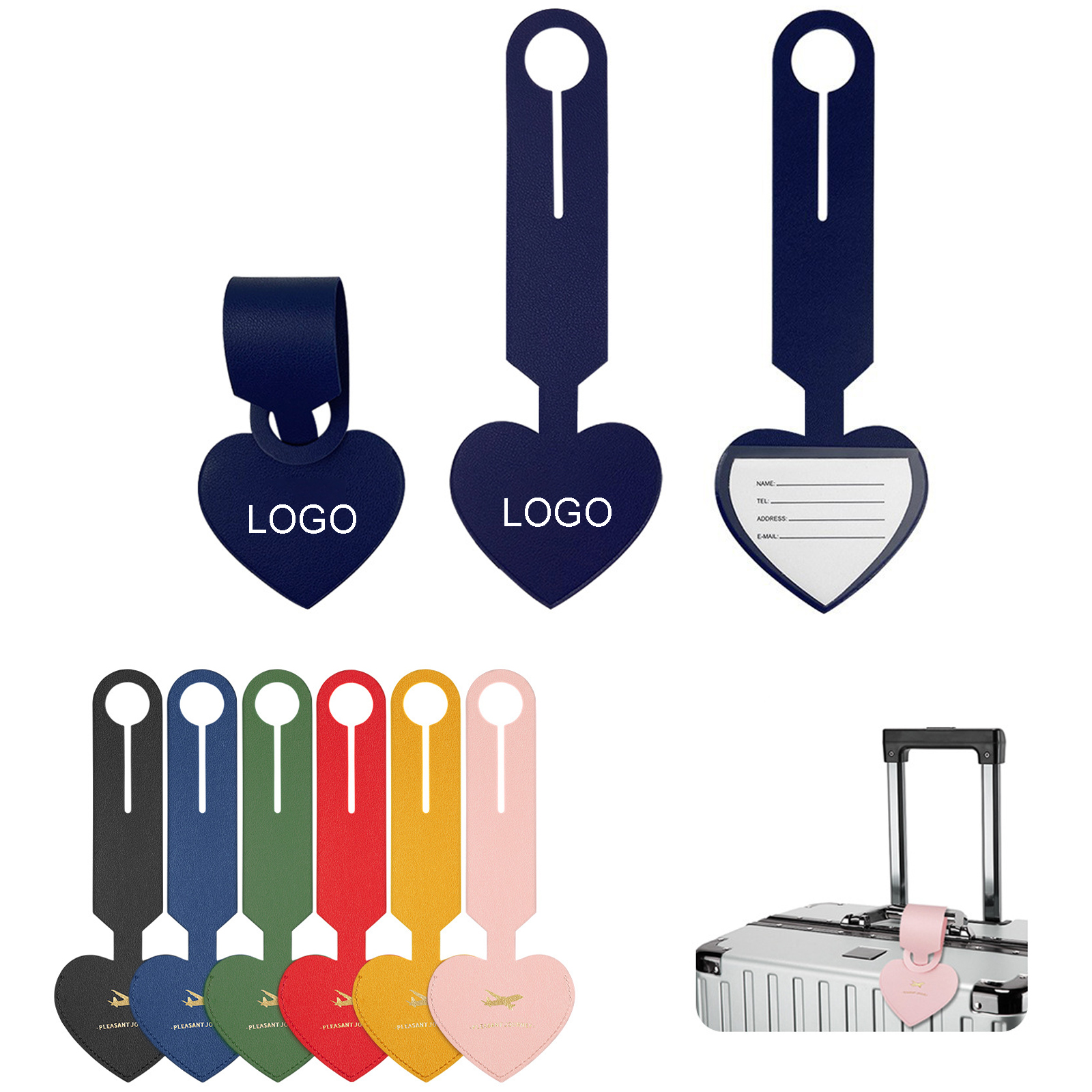 PU Leather Heart Luggage Tag 4