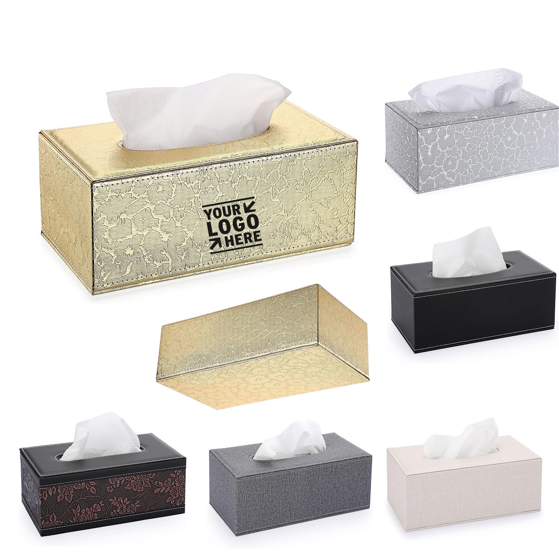 Vanity Dresser Magnetic Bottom Rectangular Leather Cover Stylish Decorative PU Tissue Box Holder 1