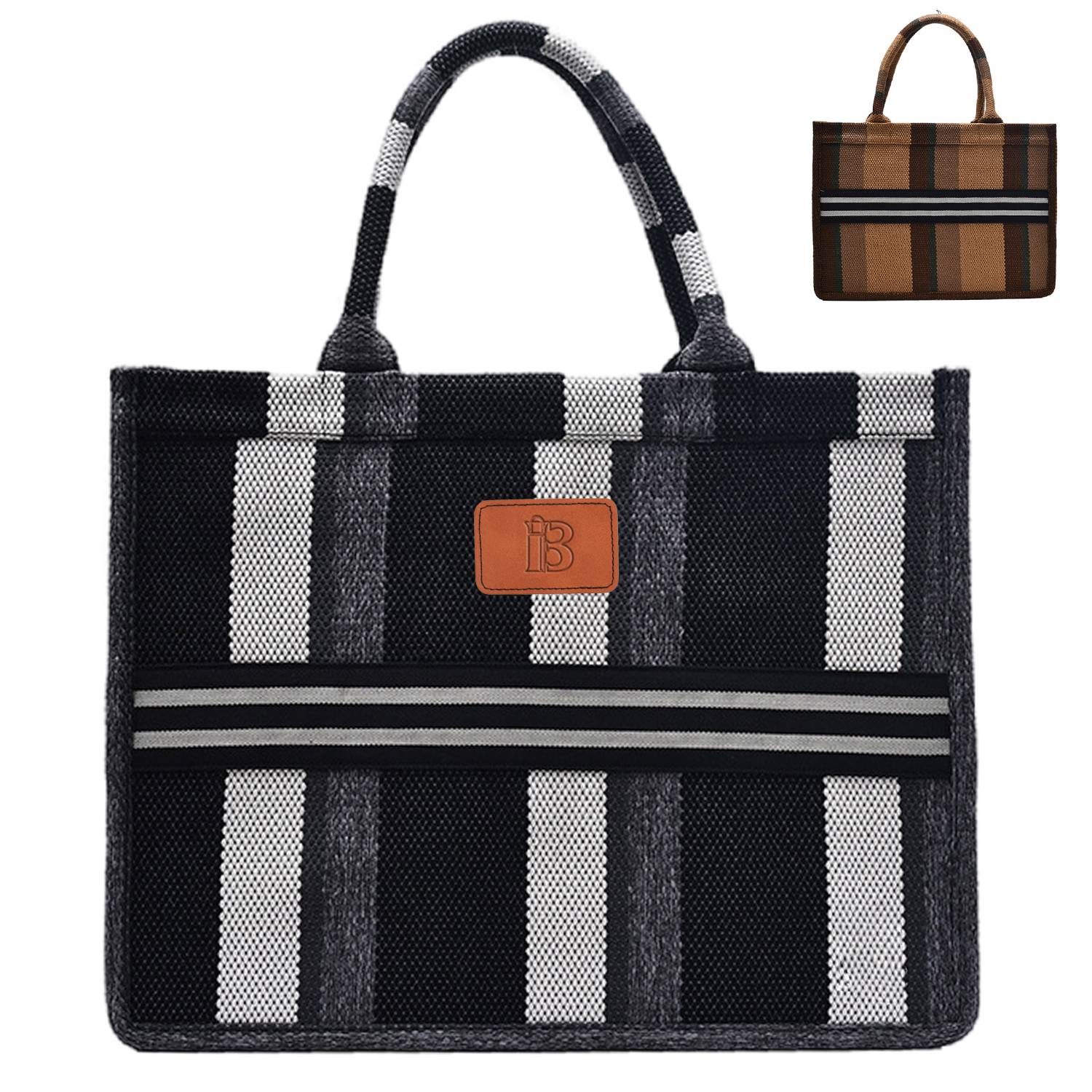 Canvas Tote Bag Simple Stripe Large Capacity, custom tote bag with logo imprint 2