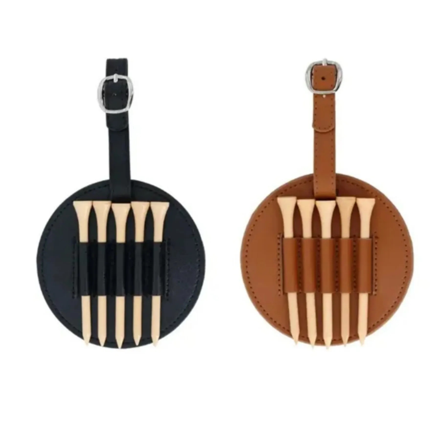 Leather Golf Tees Holder with 5 PCS Wooden Golf Tees 6