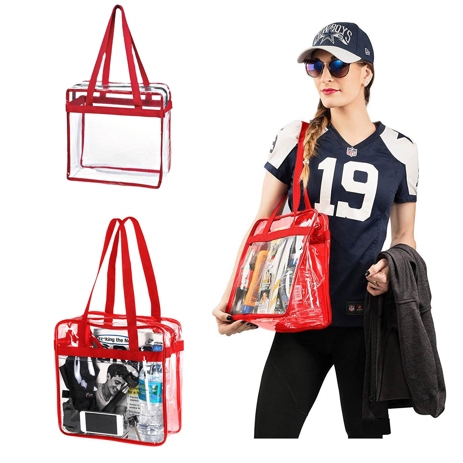 Clear Stadium Tote Bag with Zipper 2