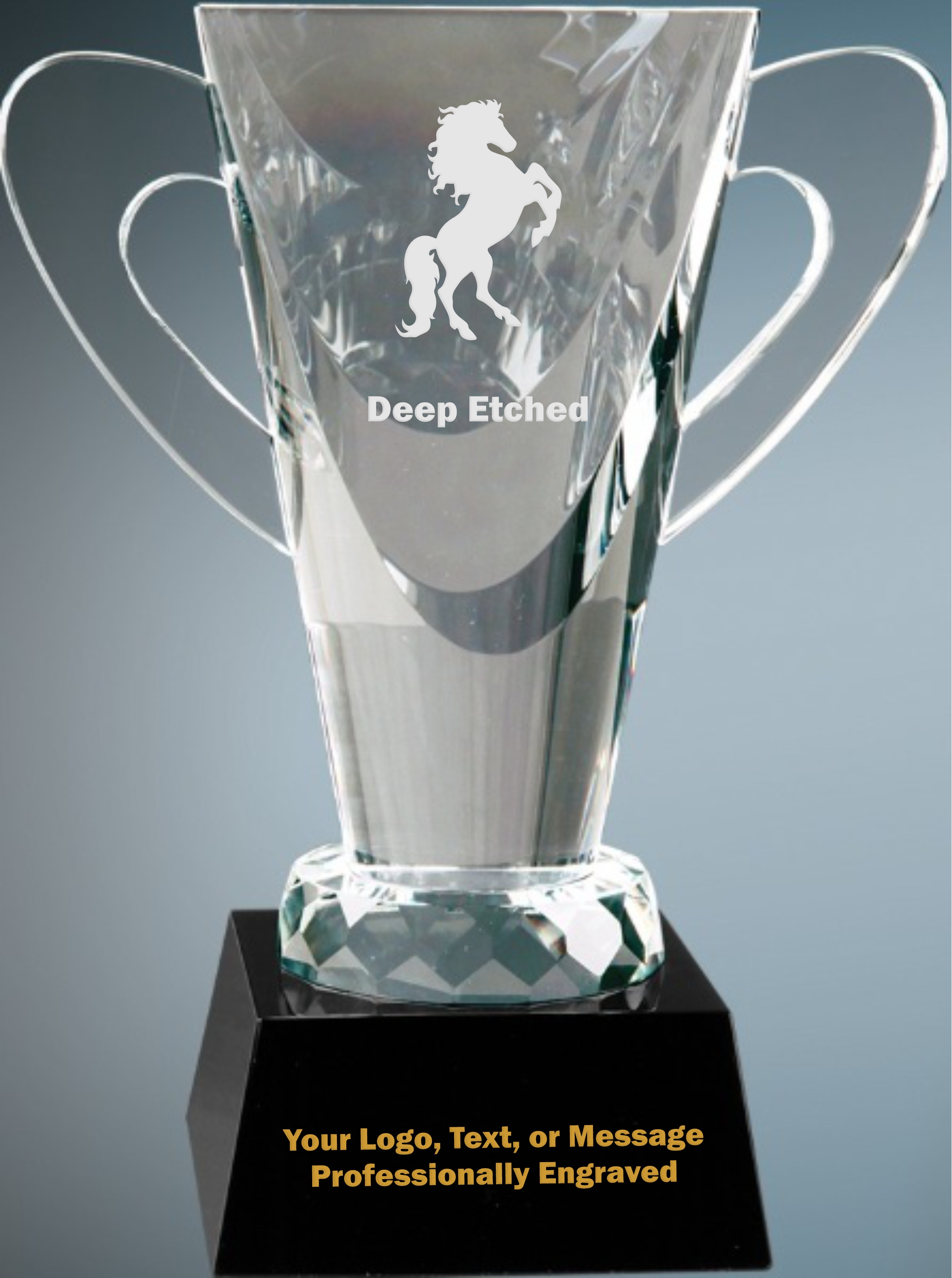 7 3/4" Crystal Cup on Black Pedestal Base Award