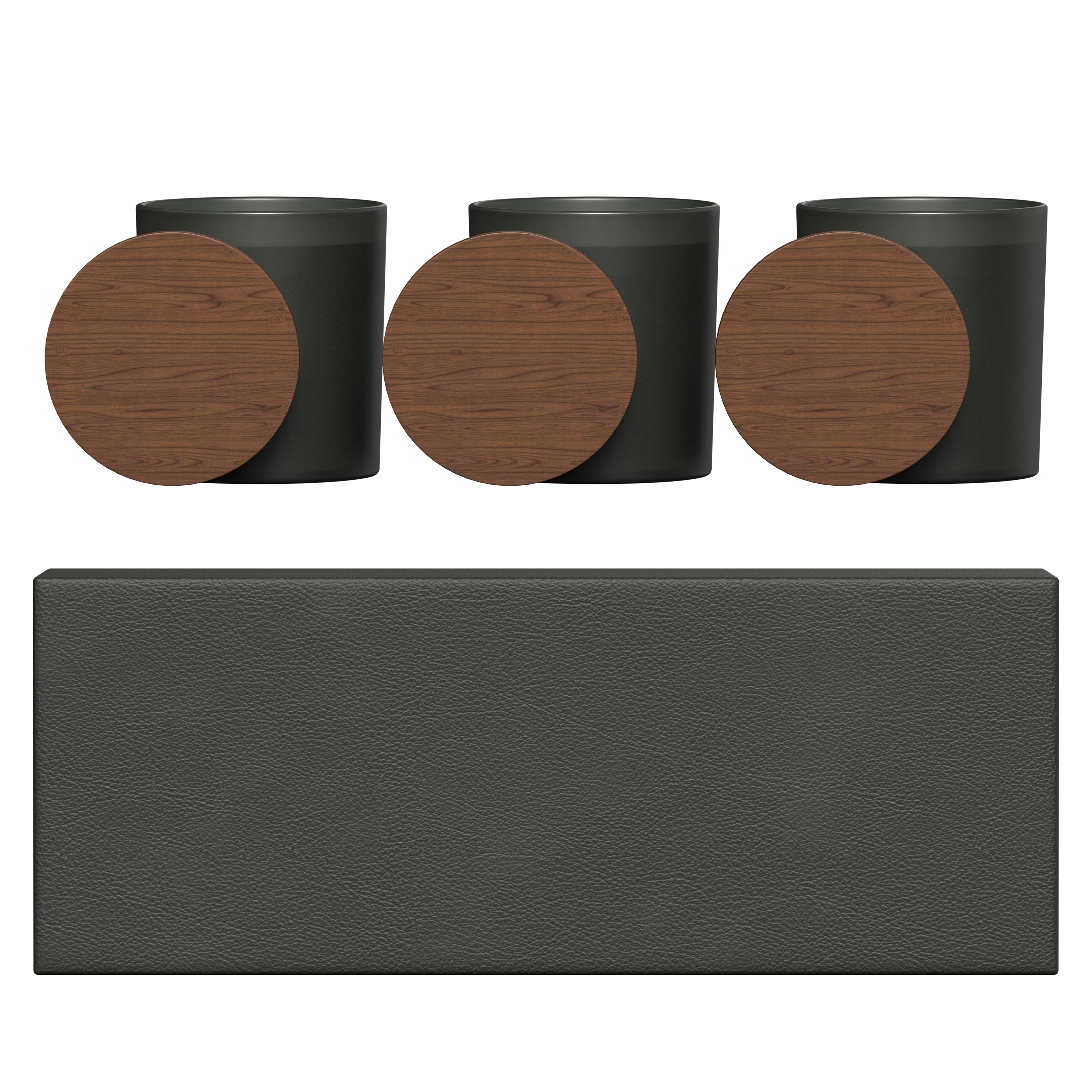 Vista glass candle 3-pack with acacia wood lids 10