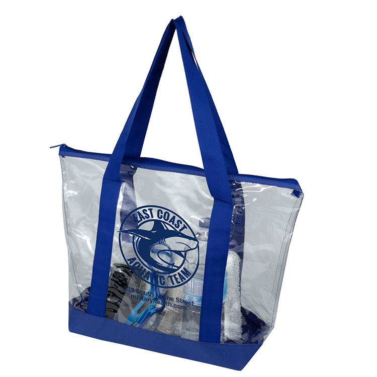 19"W x 13 ½"H x 6"Gusset - "BONDI" Jumbo Clear Zippered Tote Bag 31