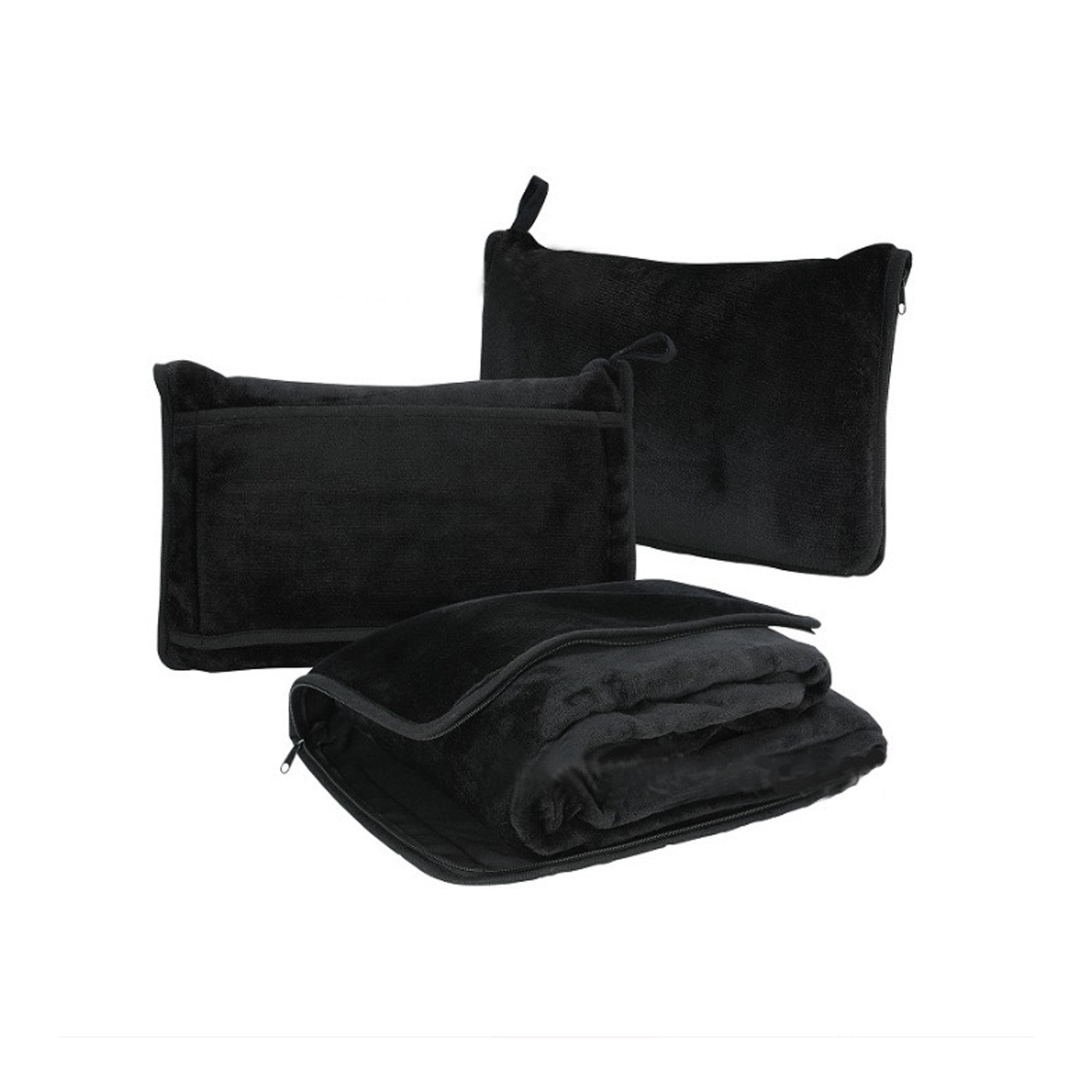 Foldable Flannel Travel Blanket with Embroidered Pouch 4
