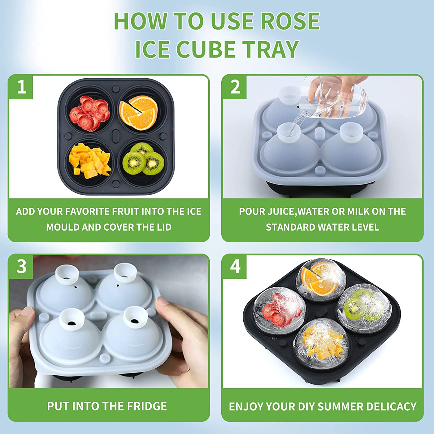 Rose Shaped Ice Cubes - Novelty Drink Tray For Chilled Drinks / Whiskey / Cocktails 8