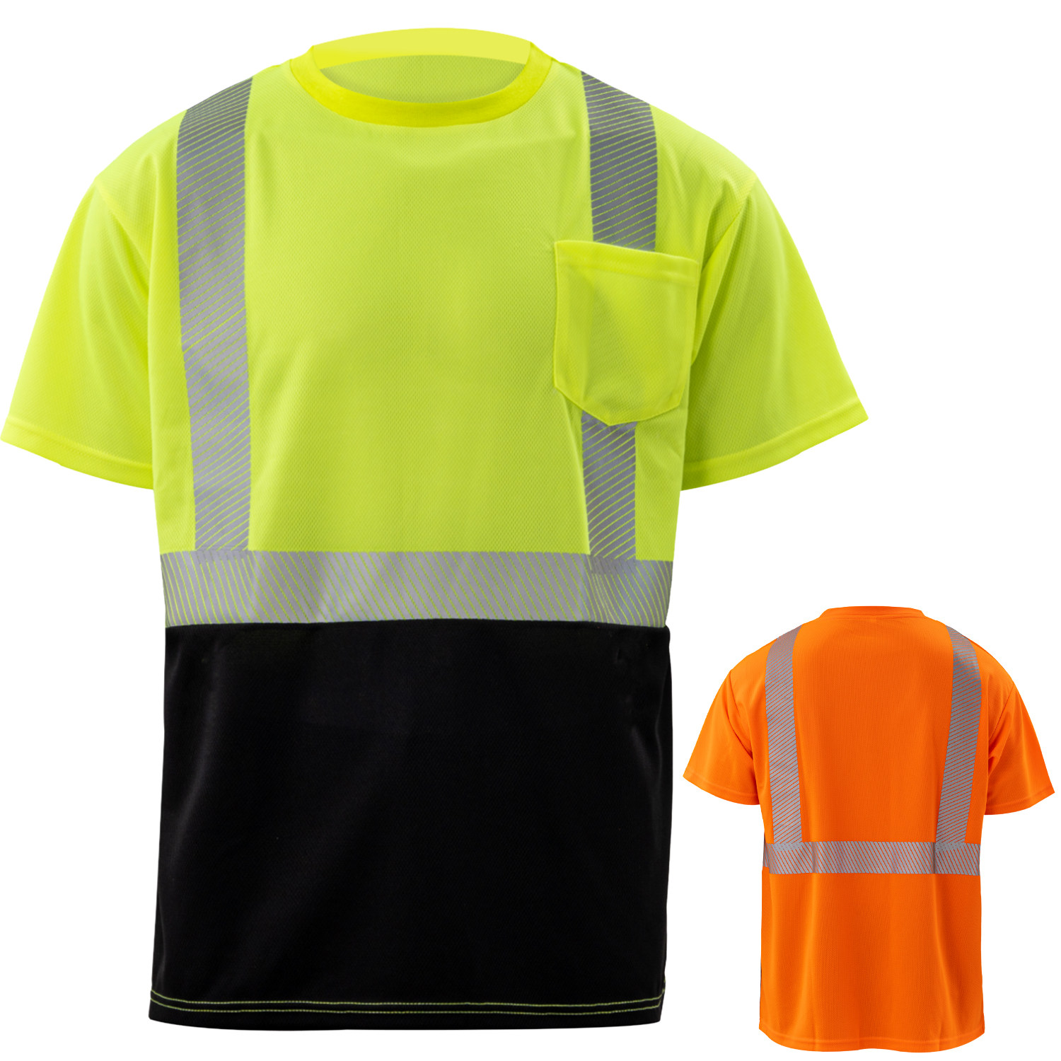 3.8 oz. Polyester Class 2 Color Block Segmented Tape Safety T-Shirt with Pocket 3