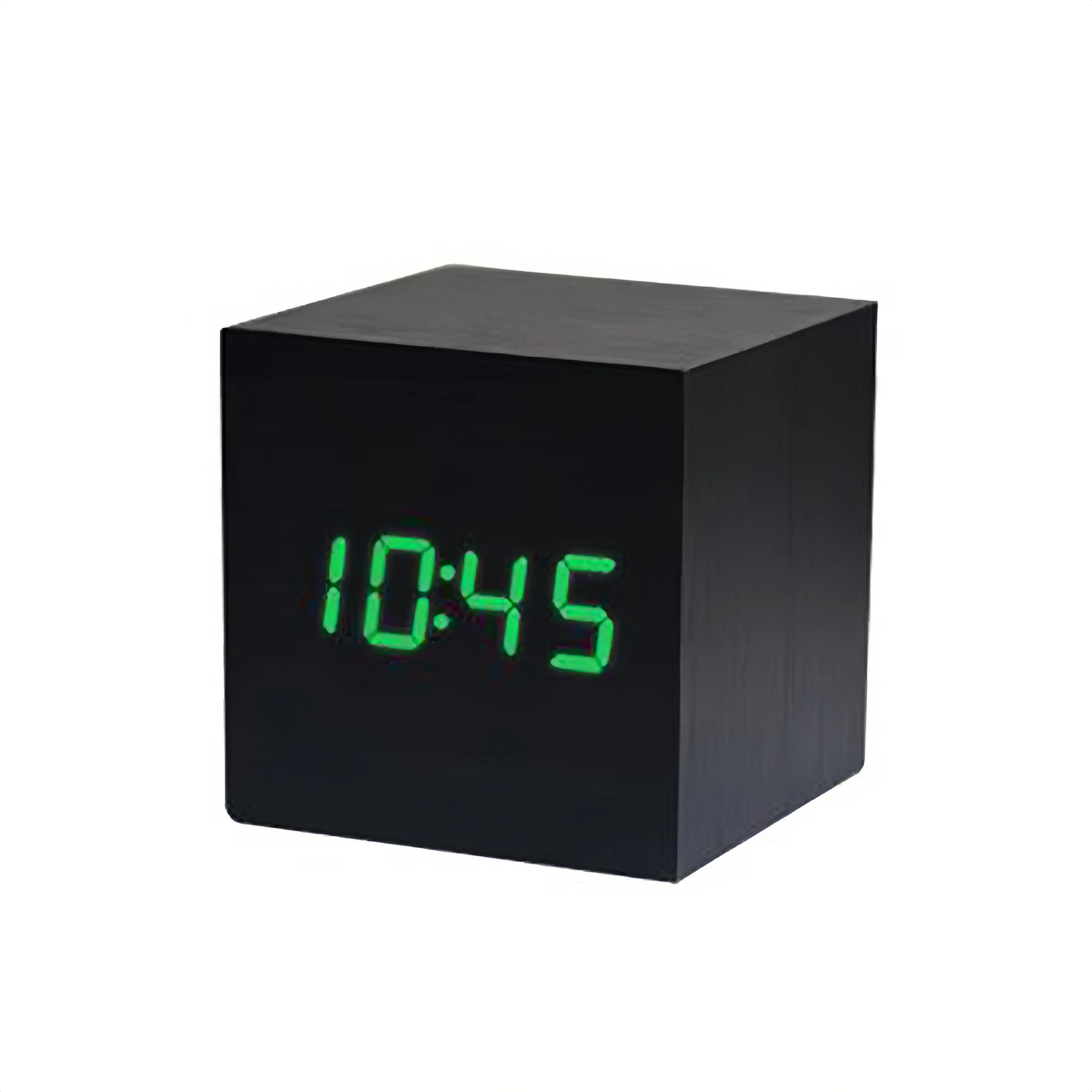 Bamboo Wood LED Cube Alarm Clock 4