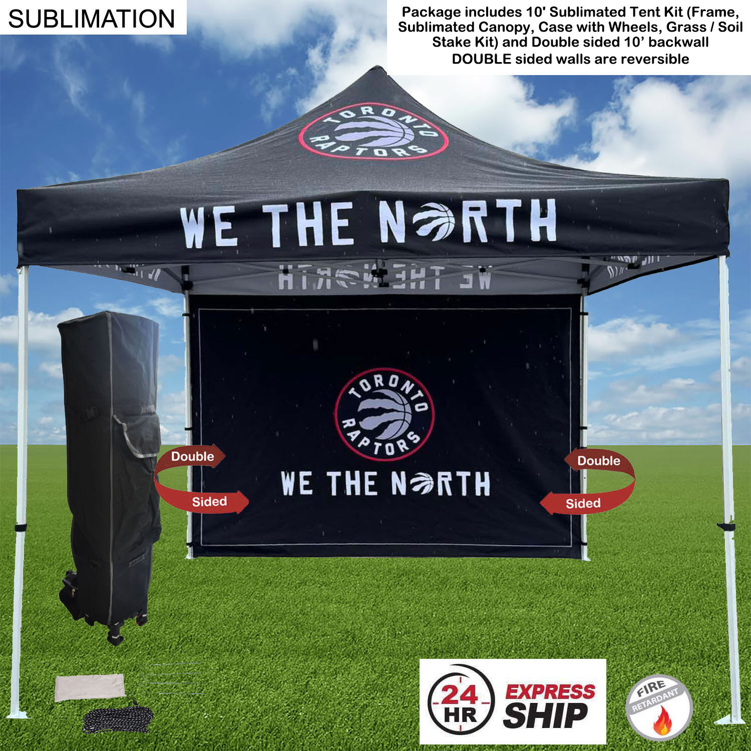 24Hr Express Ship - Tent Backwall Package 2, 10' Sublimated Tent Kit and Full DOUBLE sided backwall 20
