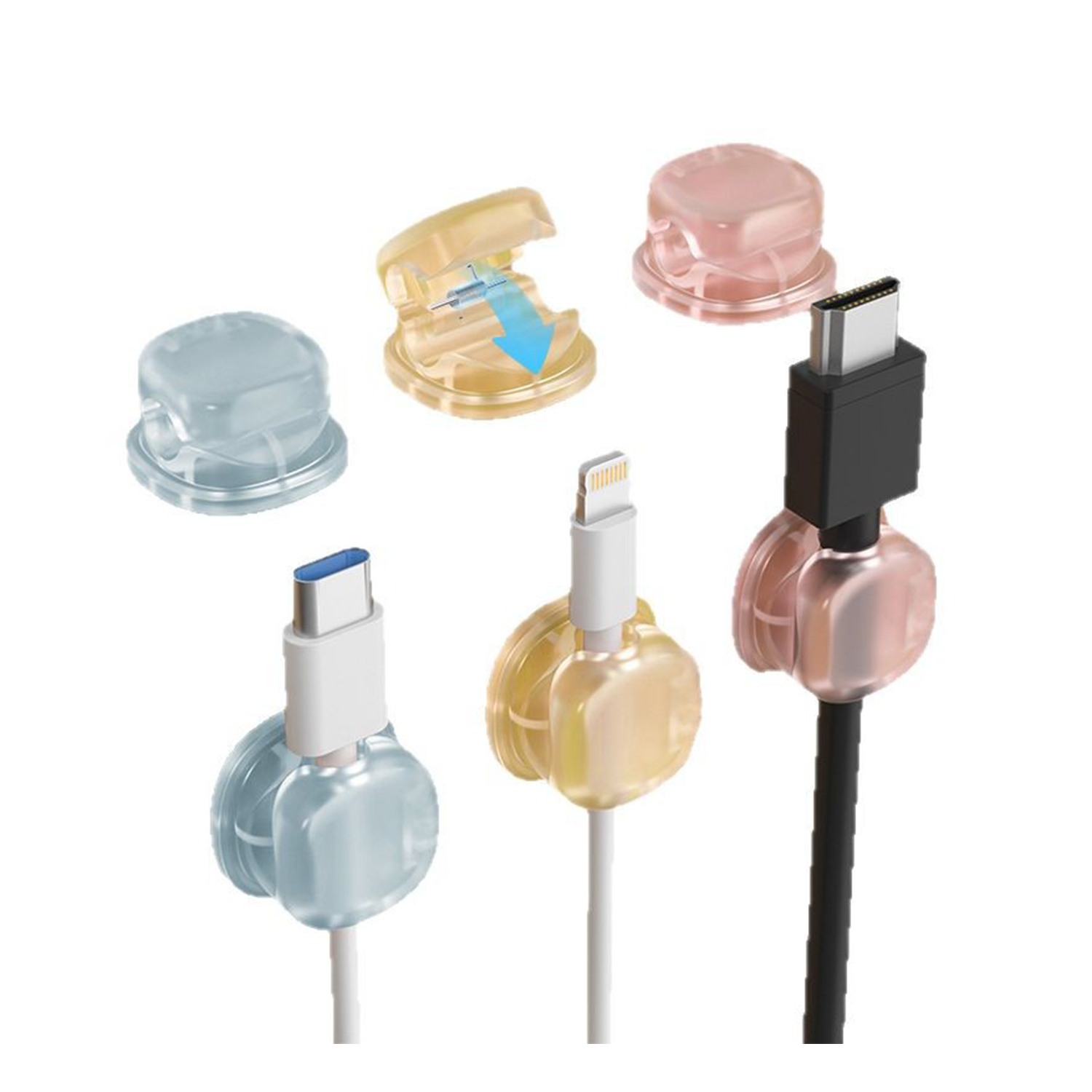 6PCS Spring-Loaded Silicone Cable Clips – Desk Organizer 10