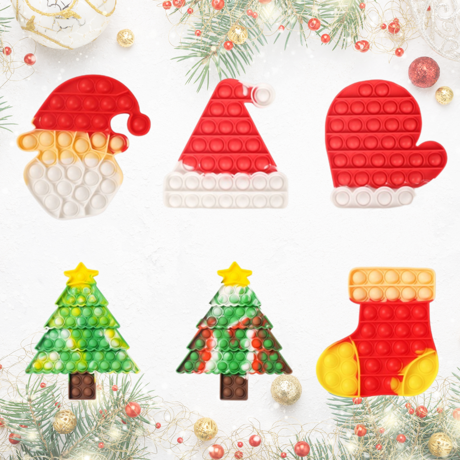 Santa Glove Pop It Fidget Toy - Optional Full-Color 3