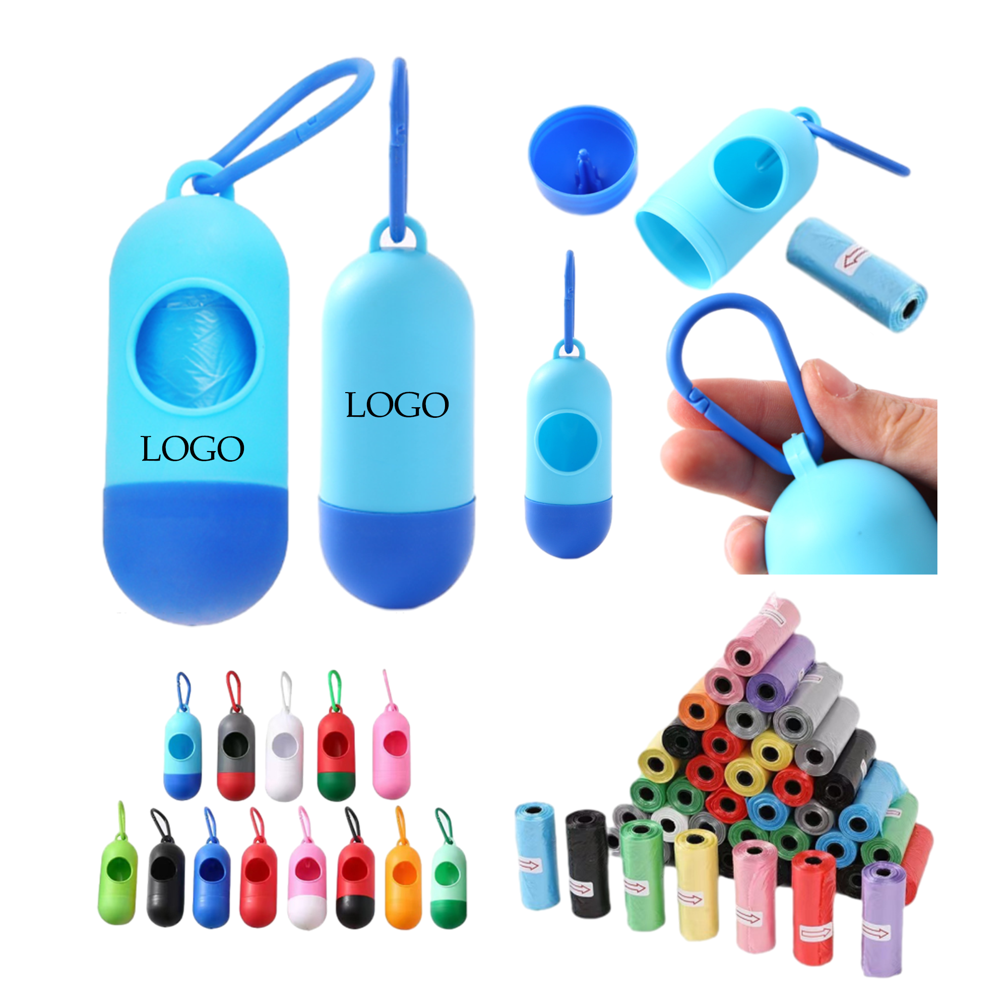 Capsule-Shaped Pet Waste Bag Dispenser With Carabiner 2
