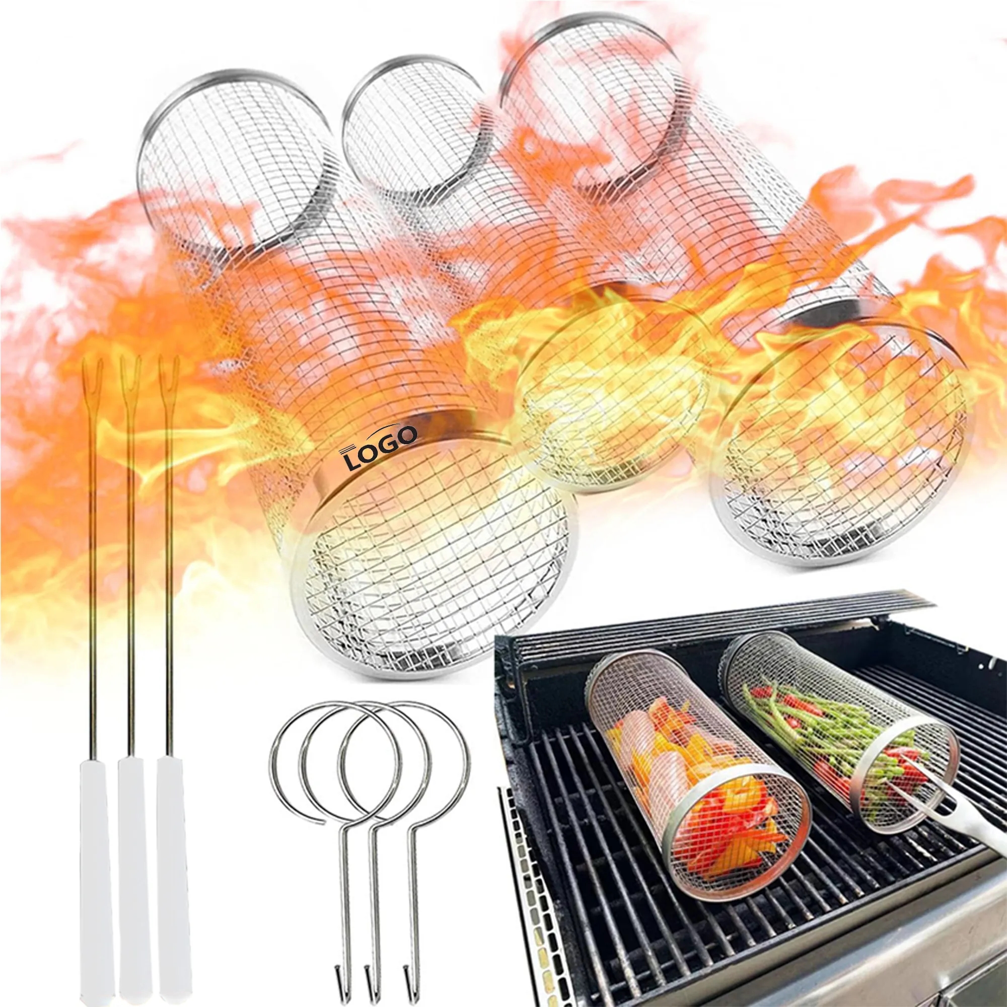 Round Outdoor Barbecue Basket 4