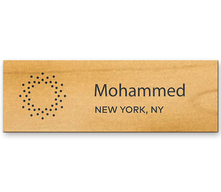 Wood Name Badge 1" x 3" 3