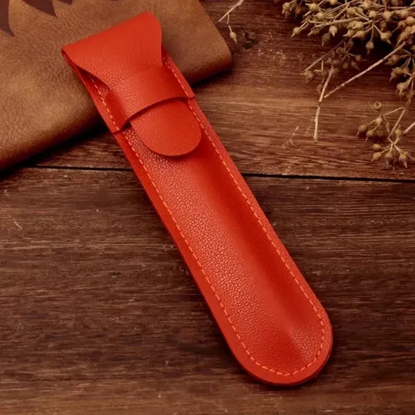 PU Leather Pen Holder - Standalone Flip Cover Organizer 13