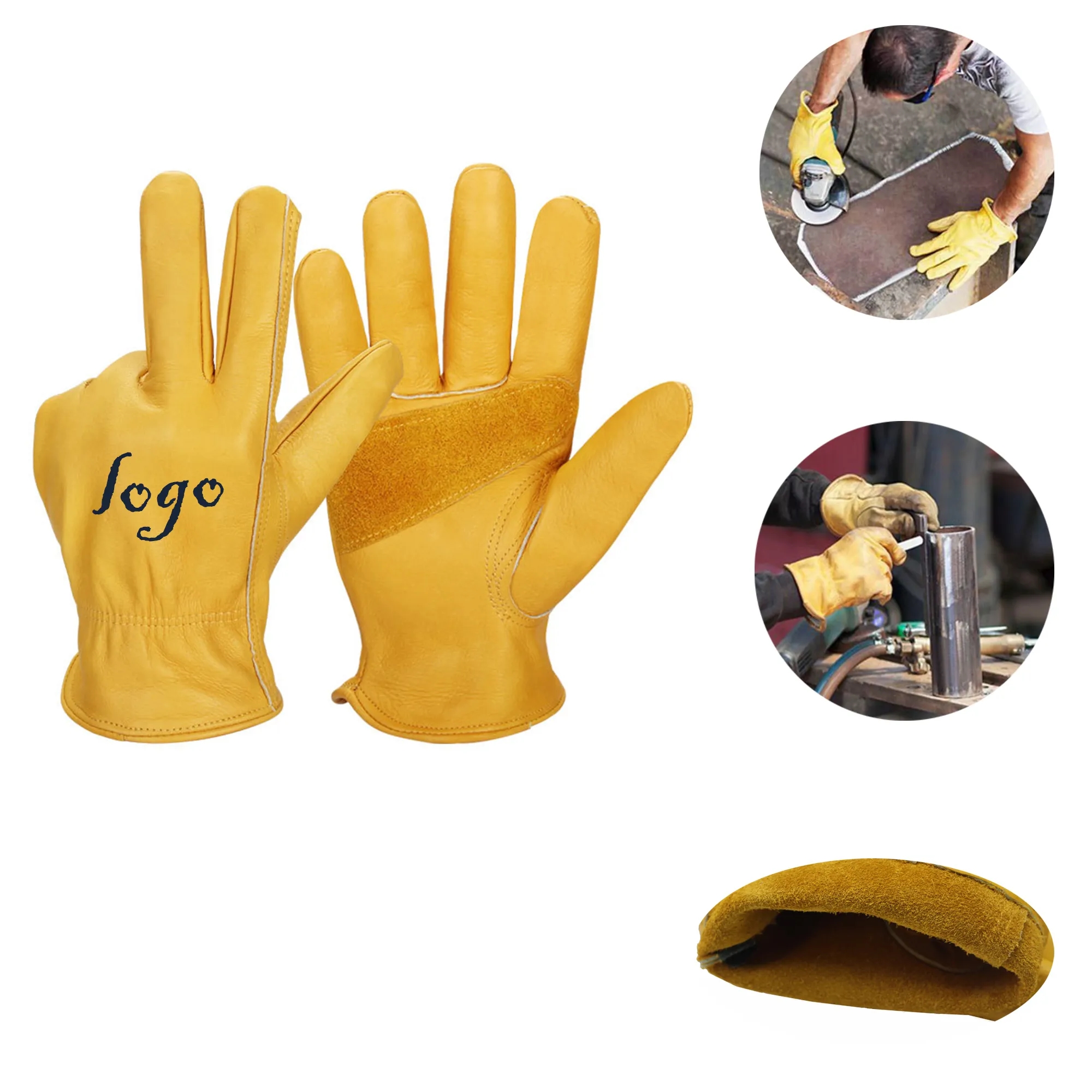 MOQ20 BC Grade Cowhide Leather Work Gloves 2