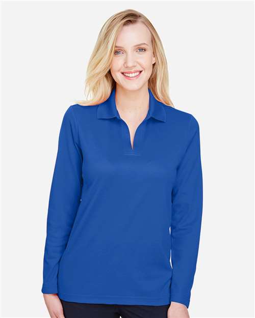 Women's CrownLux Performance® Plaited Long Sleeve Polo - DG20LW 27