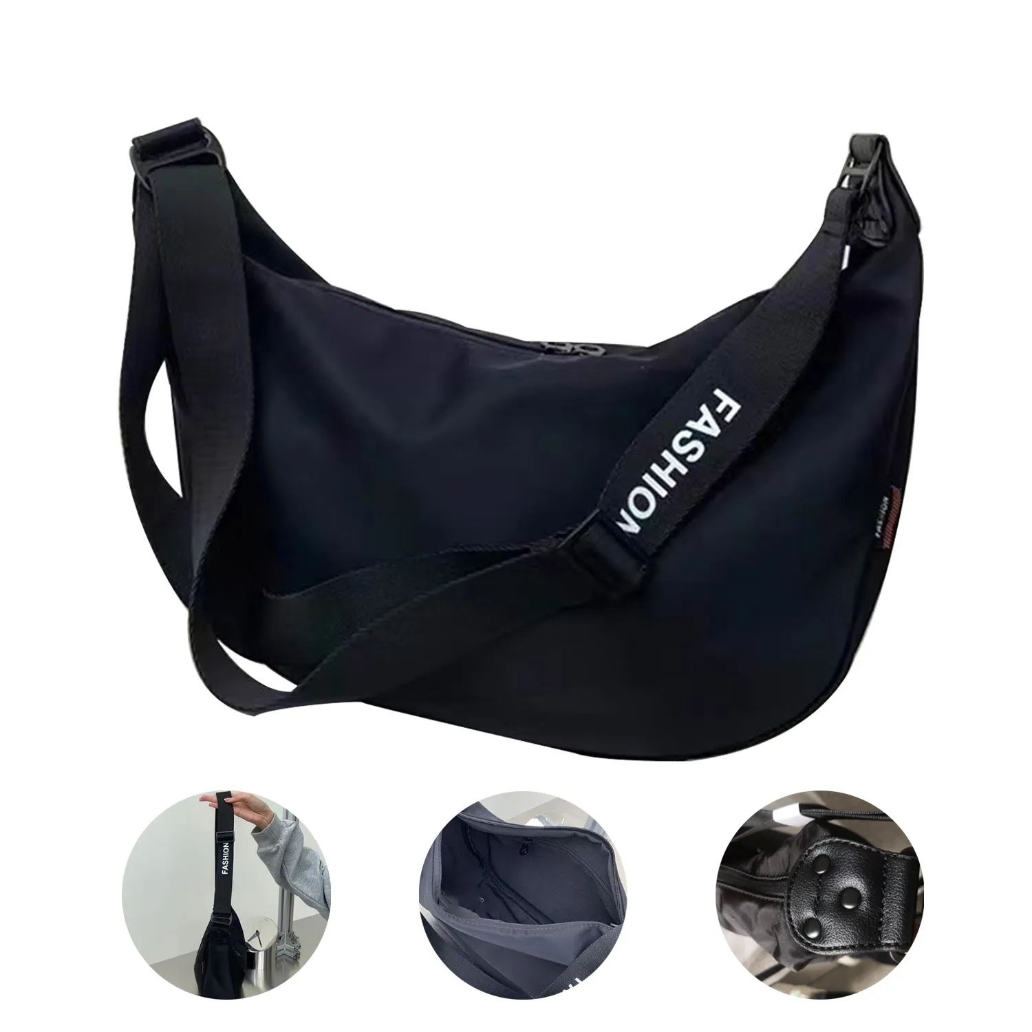 Nylon wide strap large capacity crossbody bag 2