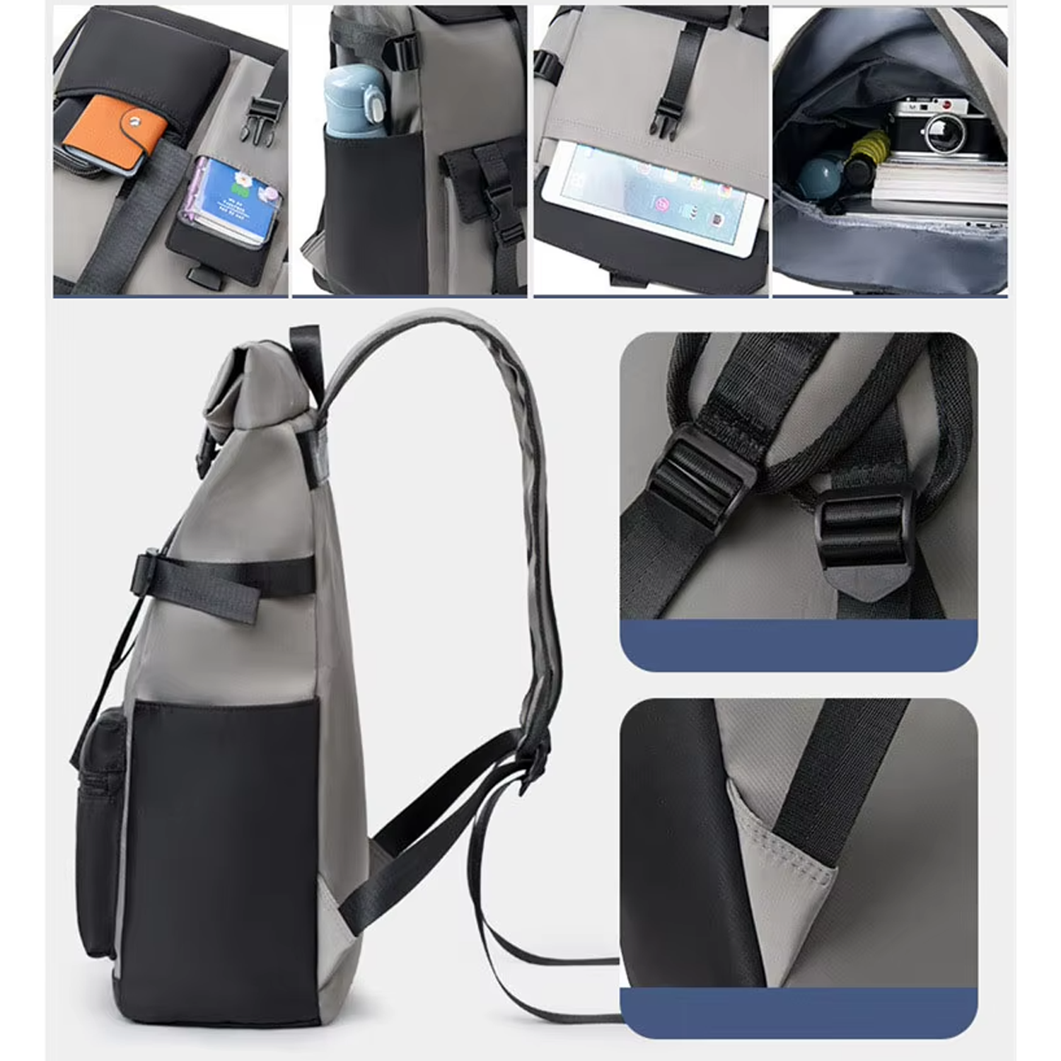 Oxford Roll Top Laptop Backpack 6