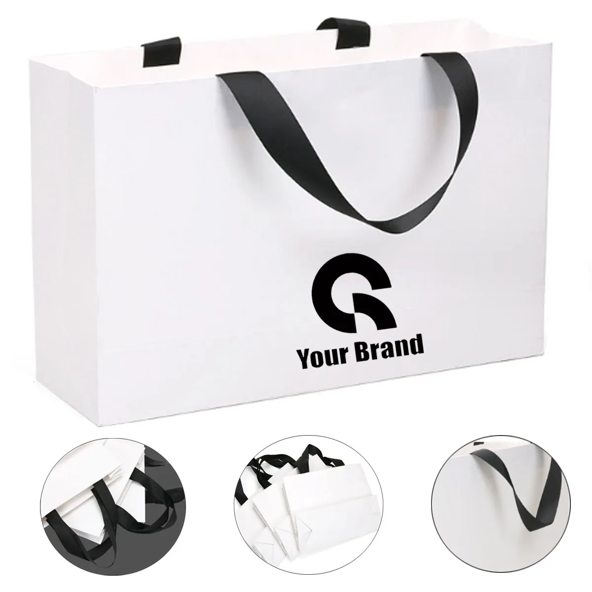 Reusable Foldable White Paper Gift Bags All Over Printing 2