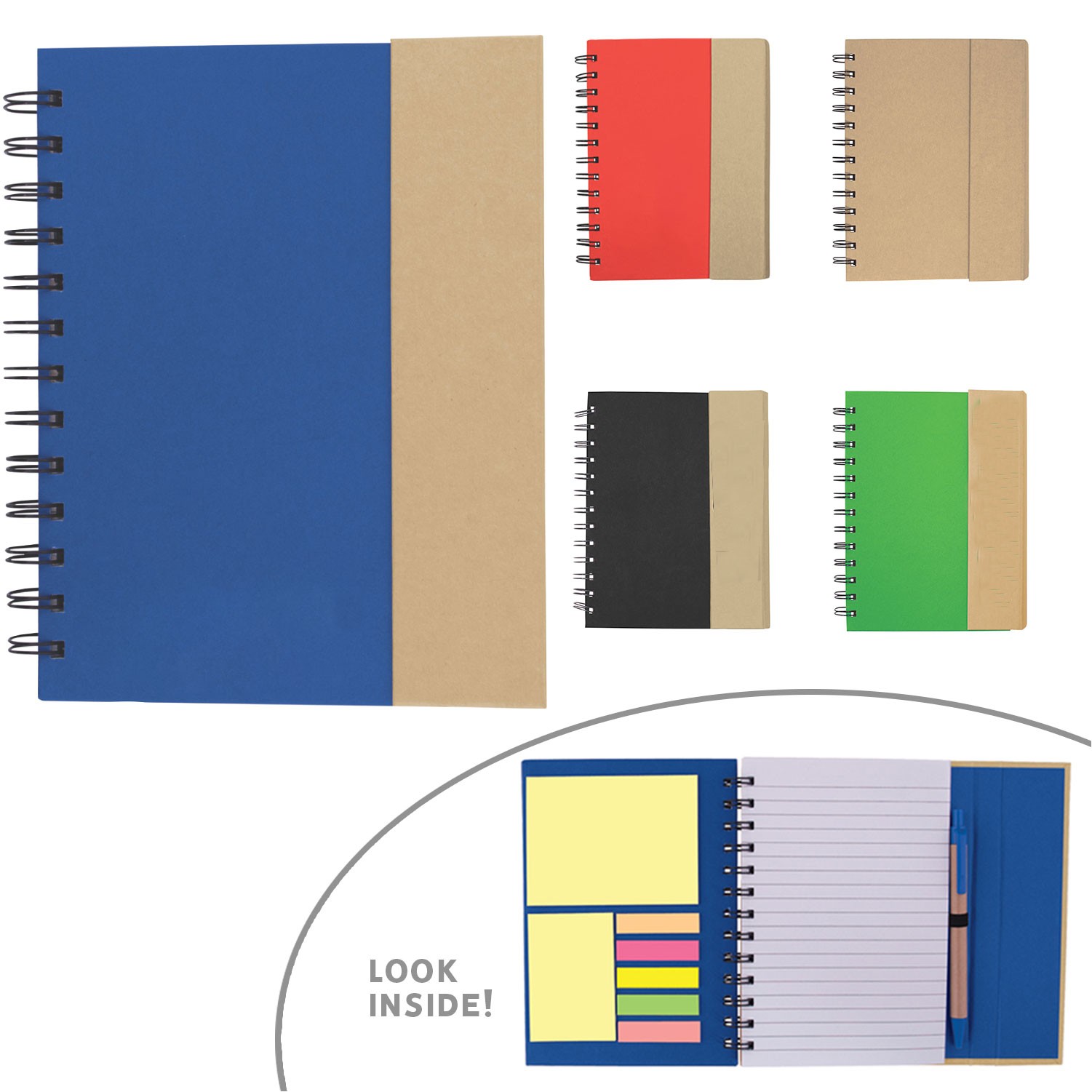 Eco-Recycled Journal&Notebook w/Sticky Notes, Flags, & Pen 12